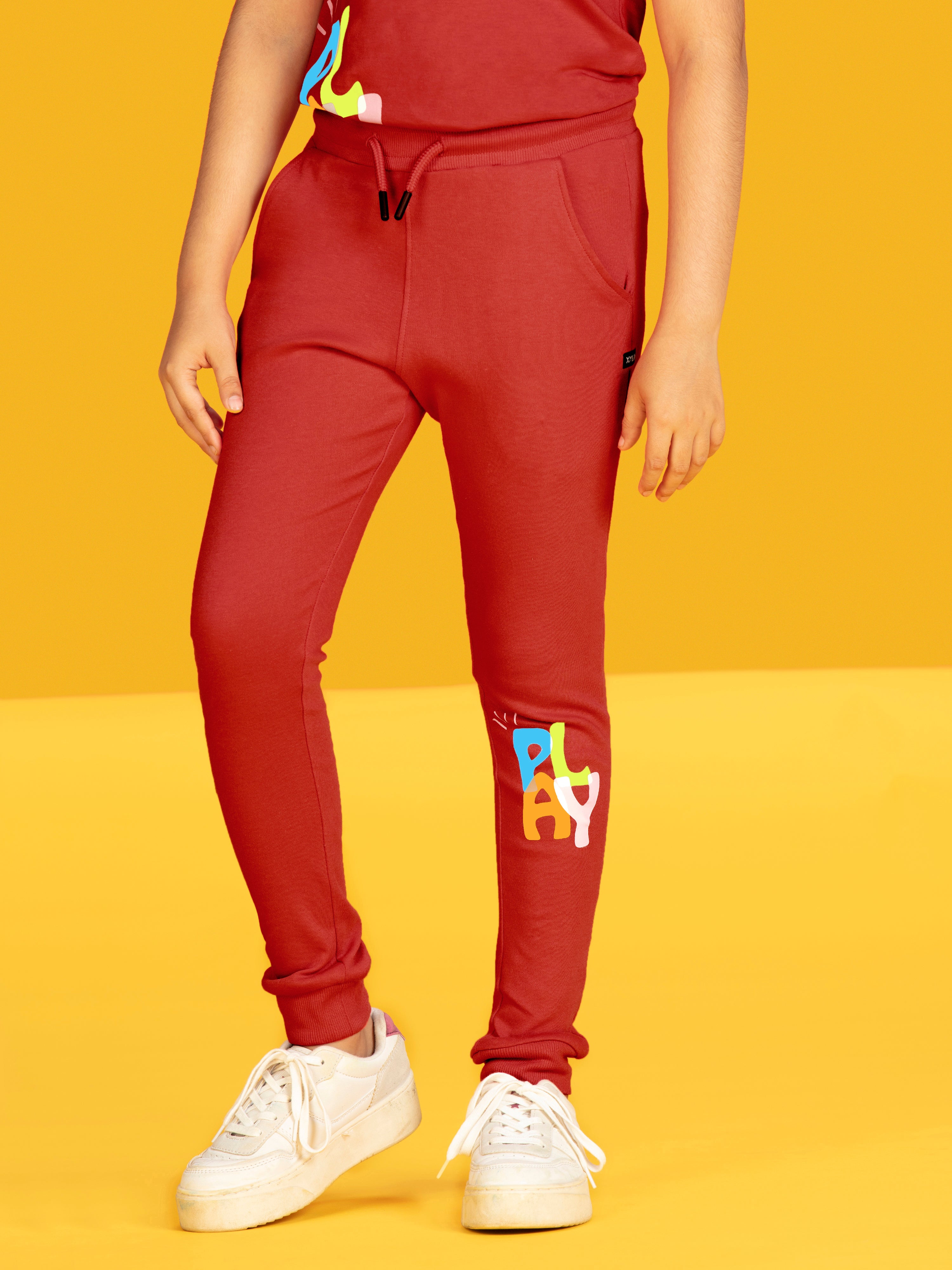 Playmate Boys Joggers Red Combed Cotton