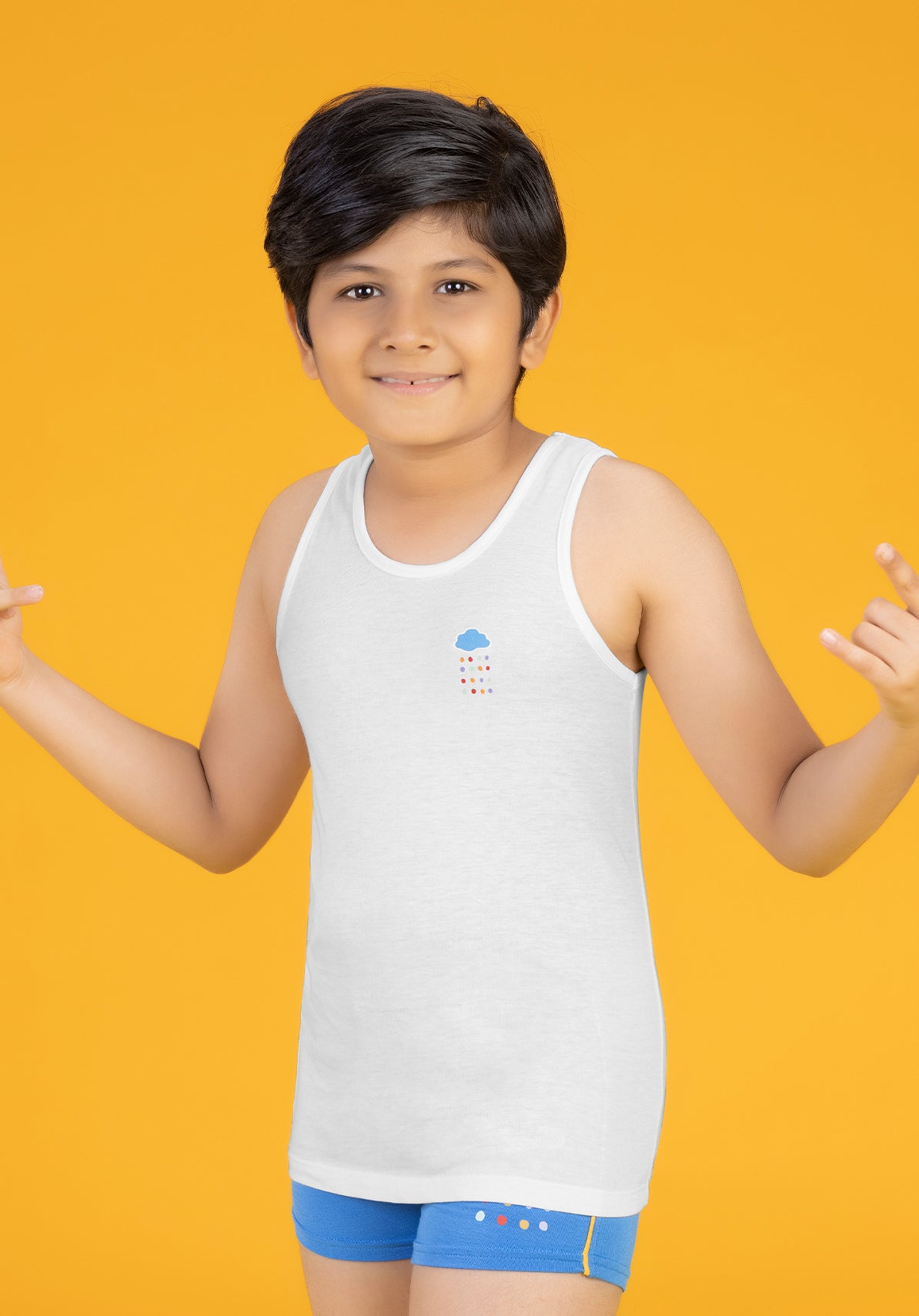 Boys vest raincloud scribbles cotton modal blue - XYLife Kids Wear