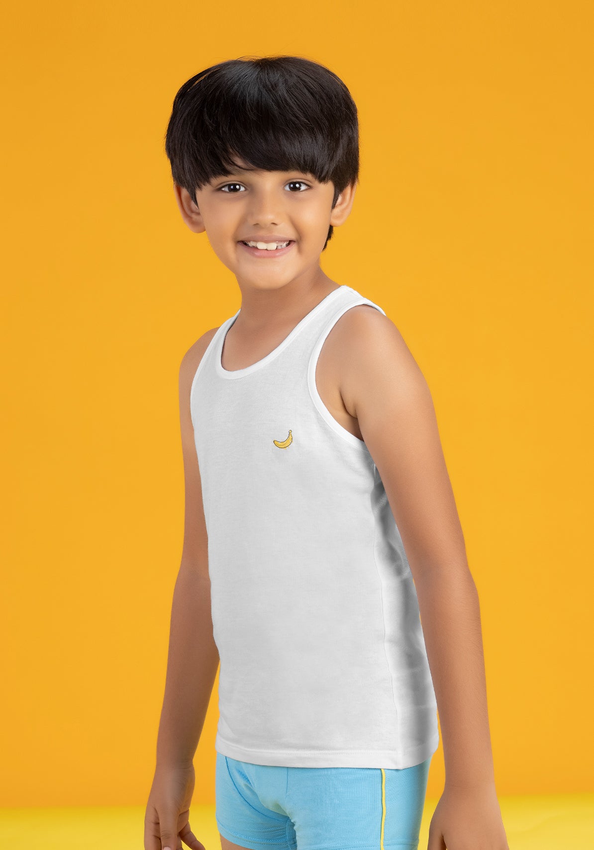Boys vest banana scribbles cotton modal yellow - XYLife Kids Wear