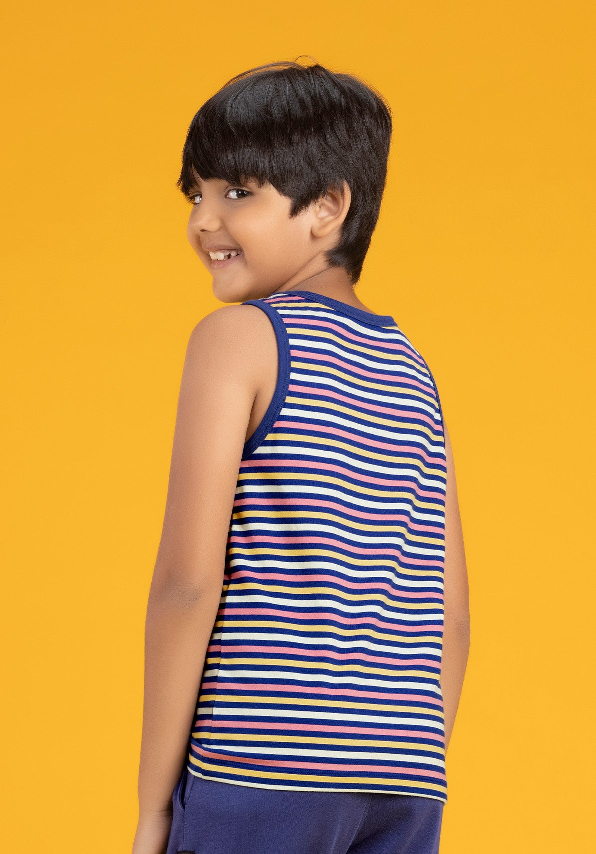 Arcade Boys Outer Vest Blue Combed Cotton