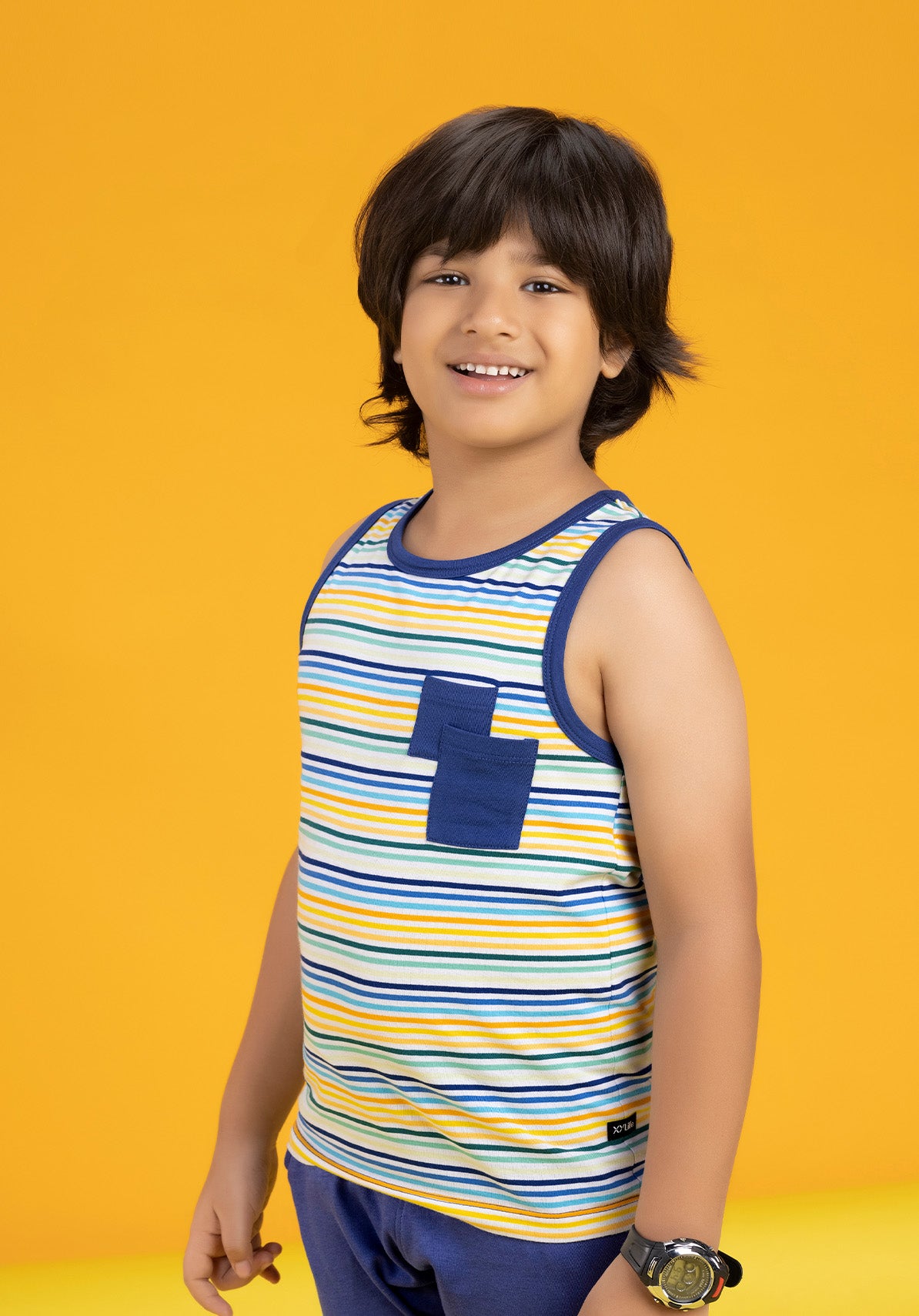 Arcade Boys Outer Vest Yellow Combed Cotton