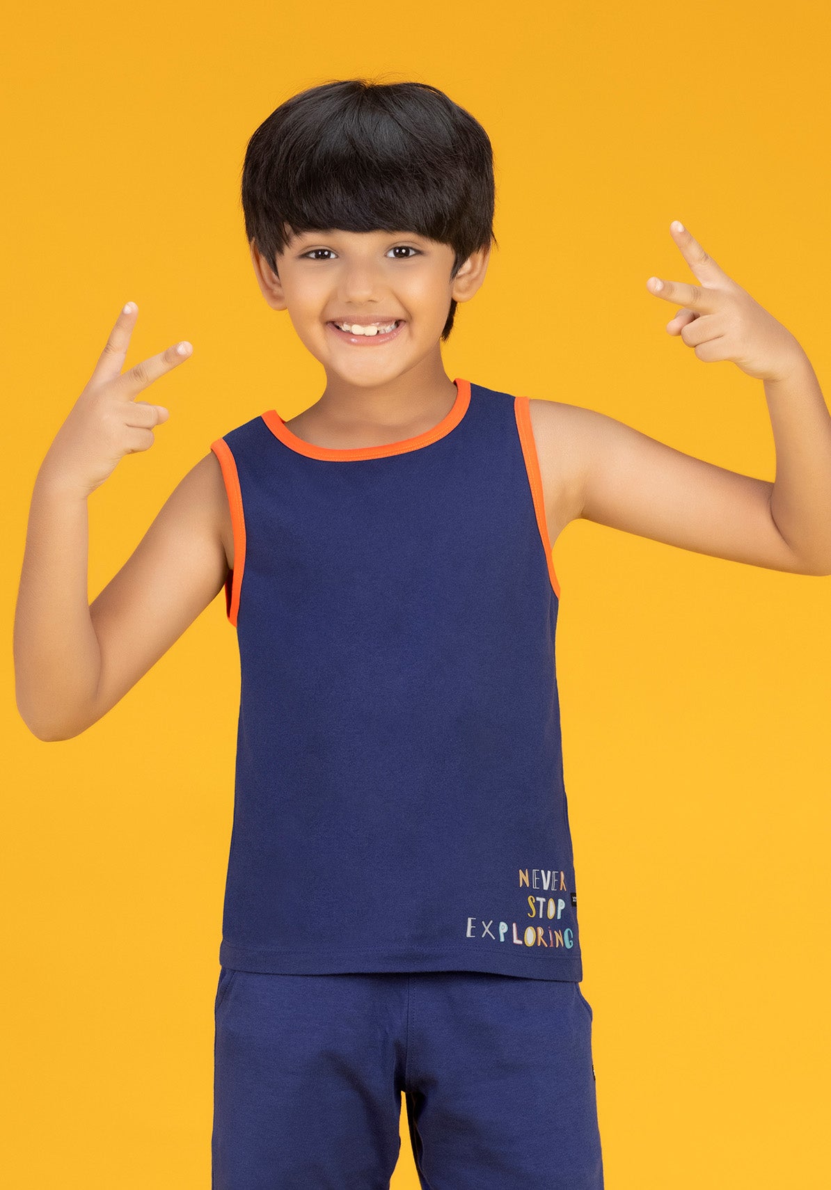 Playmate Boys Outer Vest Blue Combed Cotton