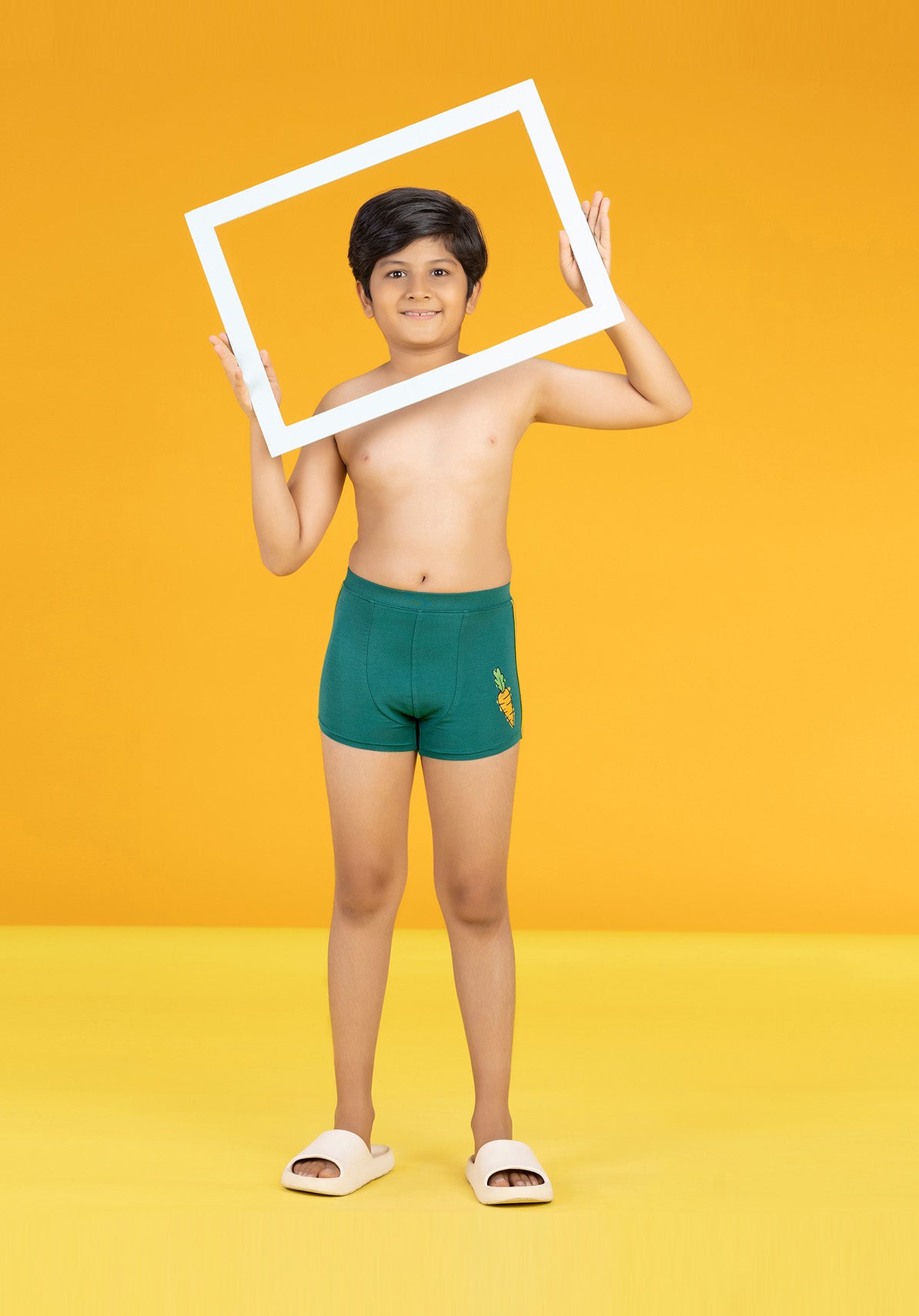 Boys trunks scribbles carrot tencel modal green - XYLife Kids Wear