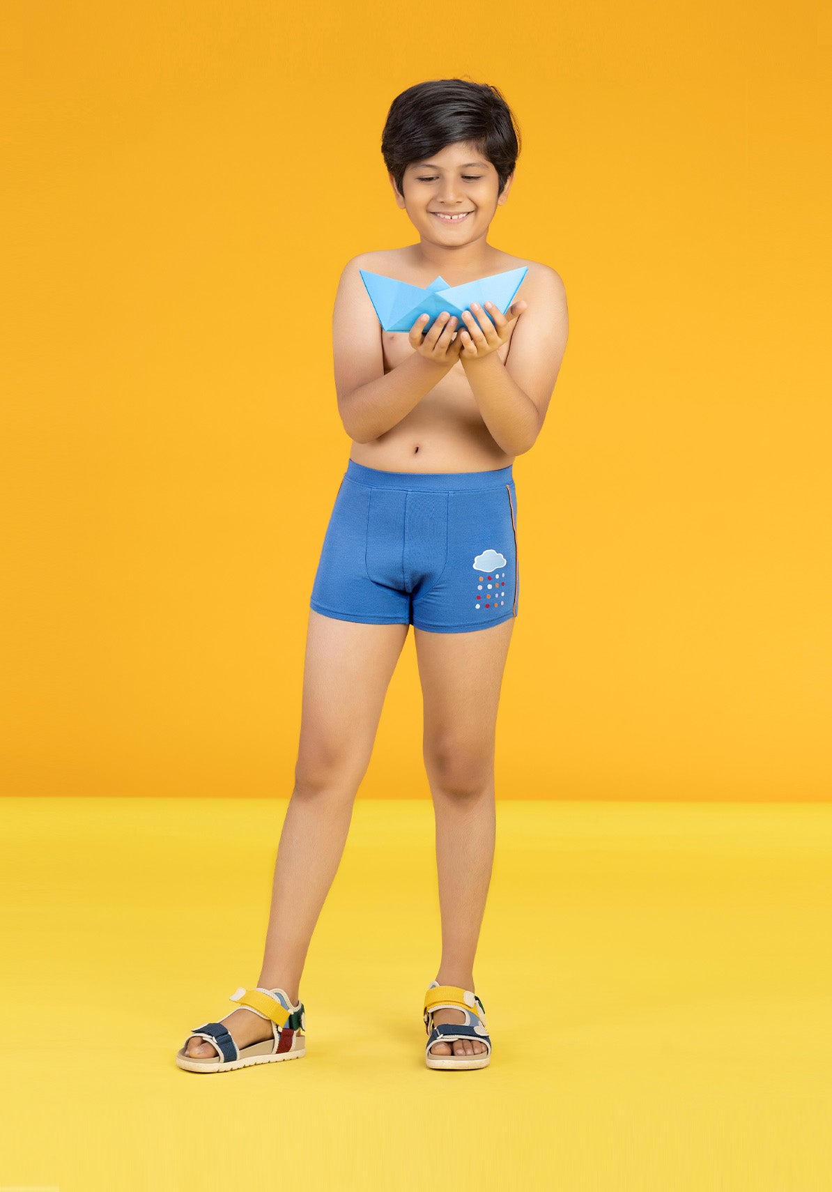 Boys trunks scribbles raincloud tencel modal blue - XYLife Kids Wear