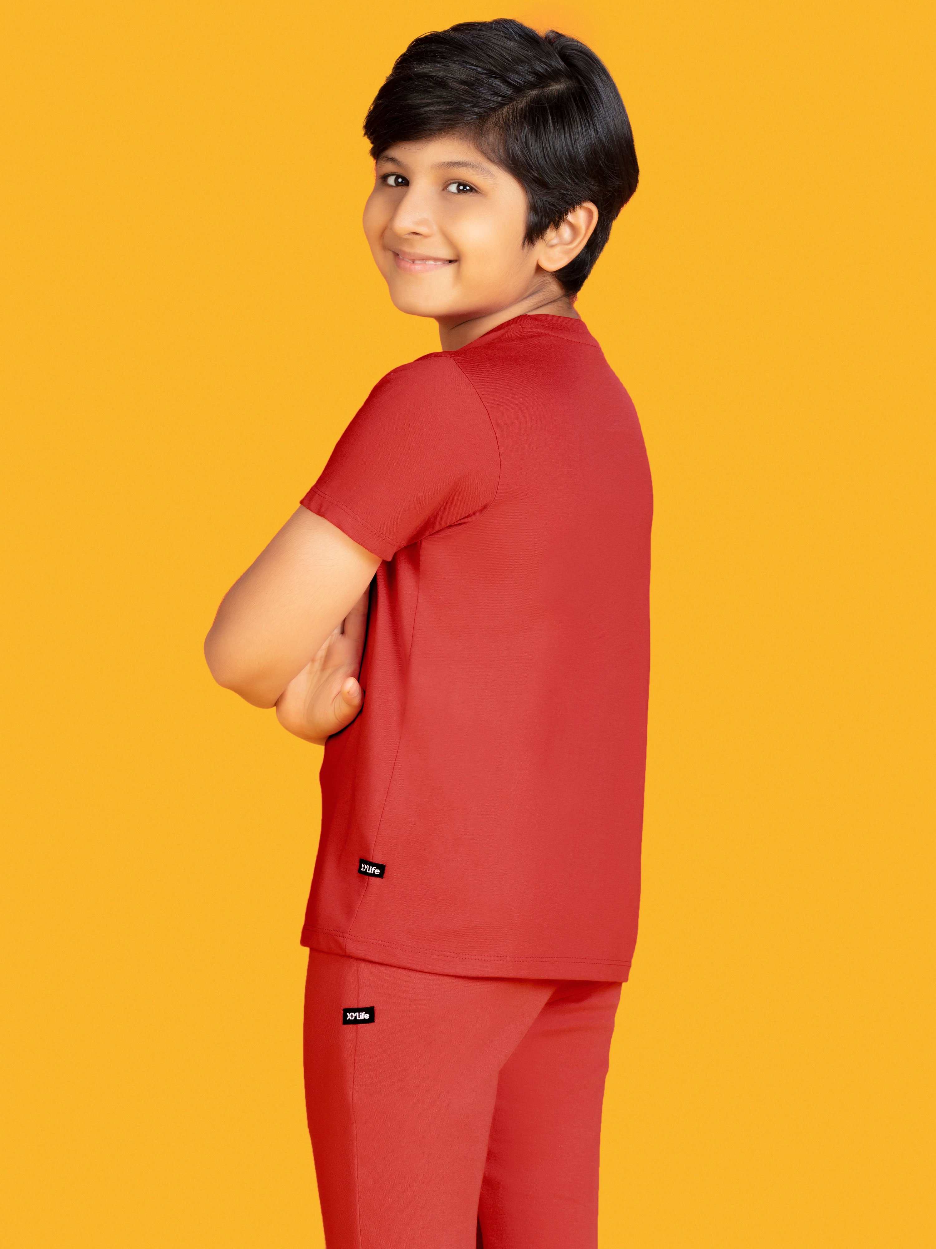 Boys t shirt playmate combed cotton red - XYLife Kids Wear