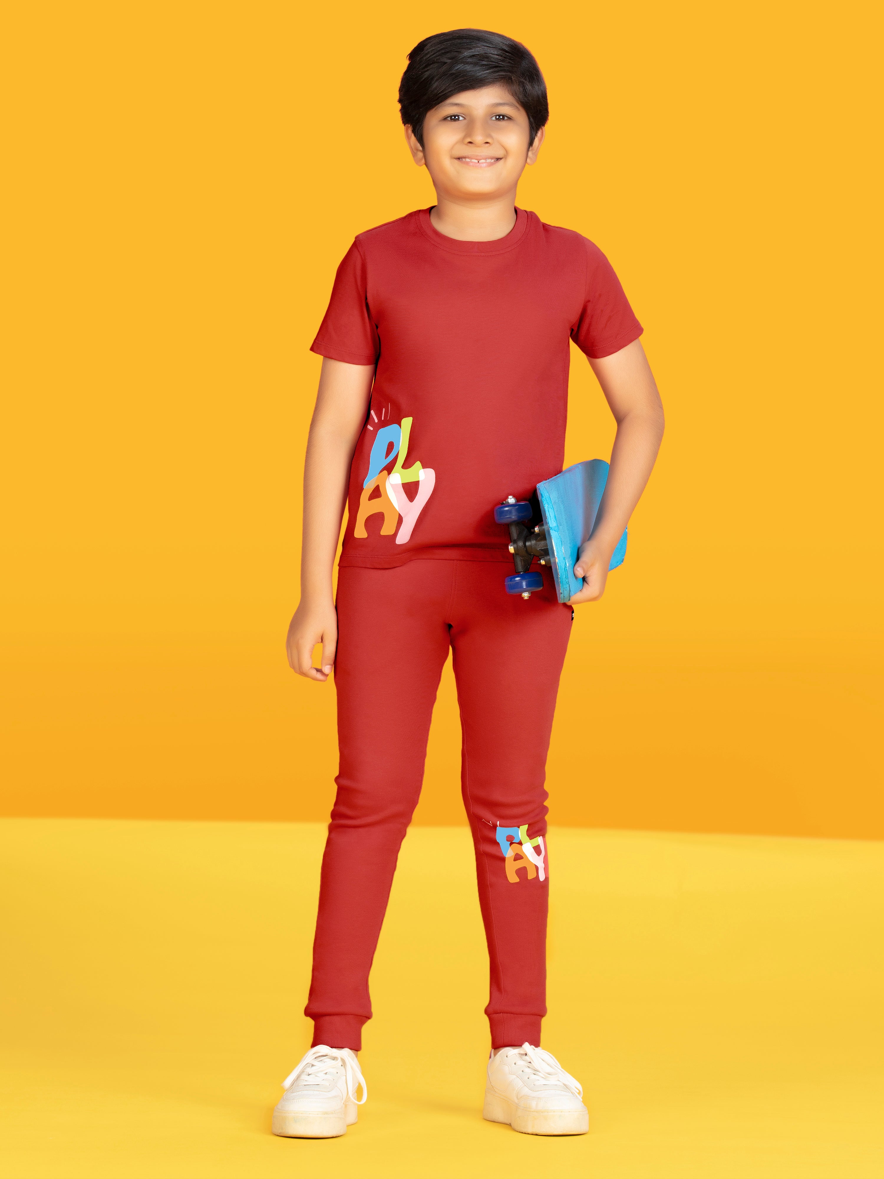 Boys t shirt playmate combed cotton red - XYLife Kids Wear