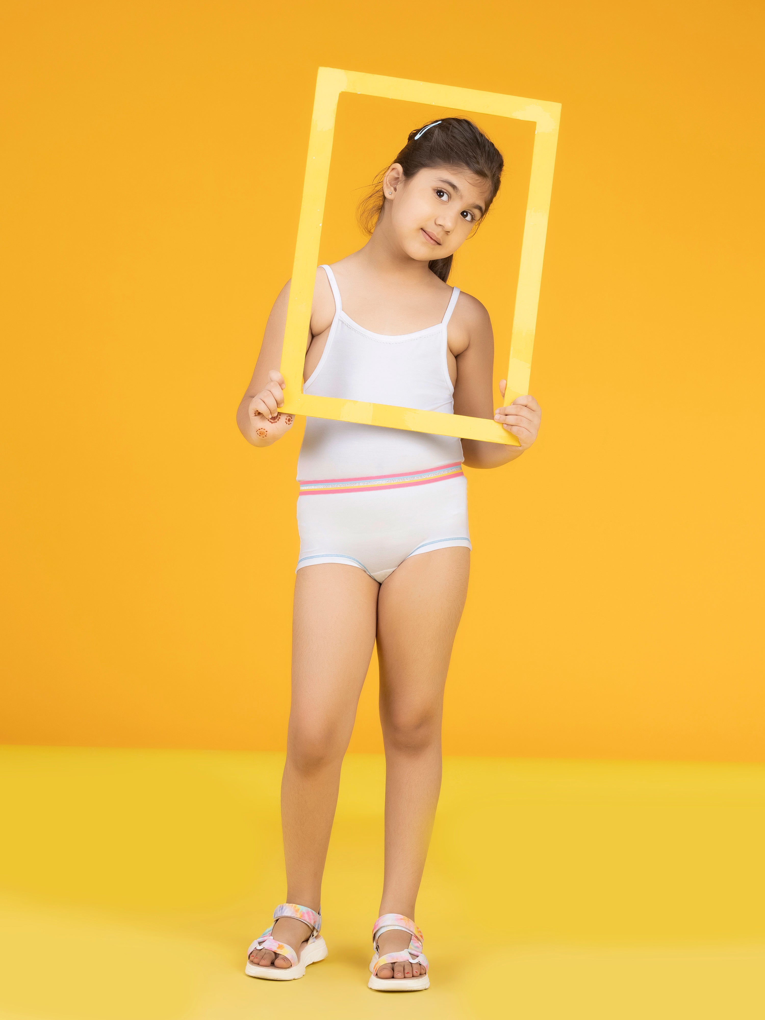 Girls Boyshorts primary tencel modal white - XYLife Kids Wear