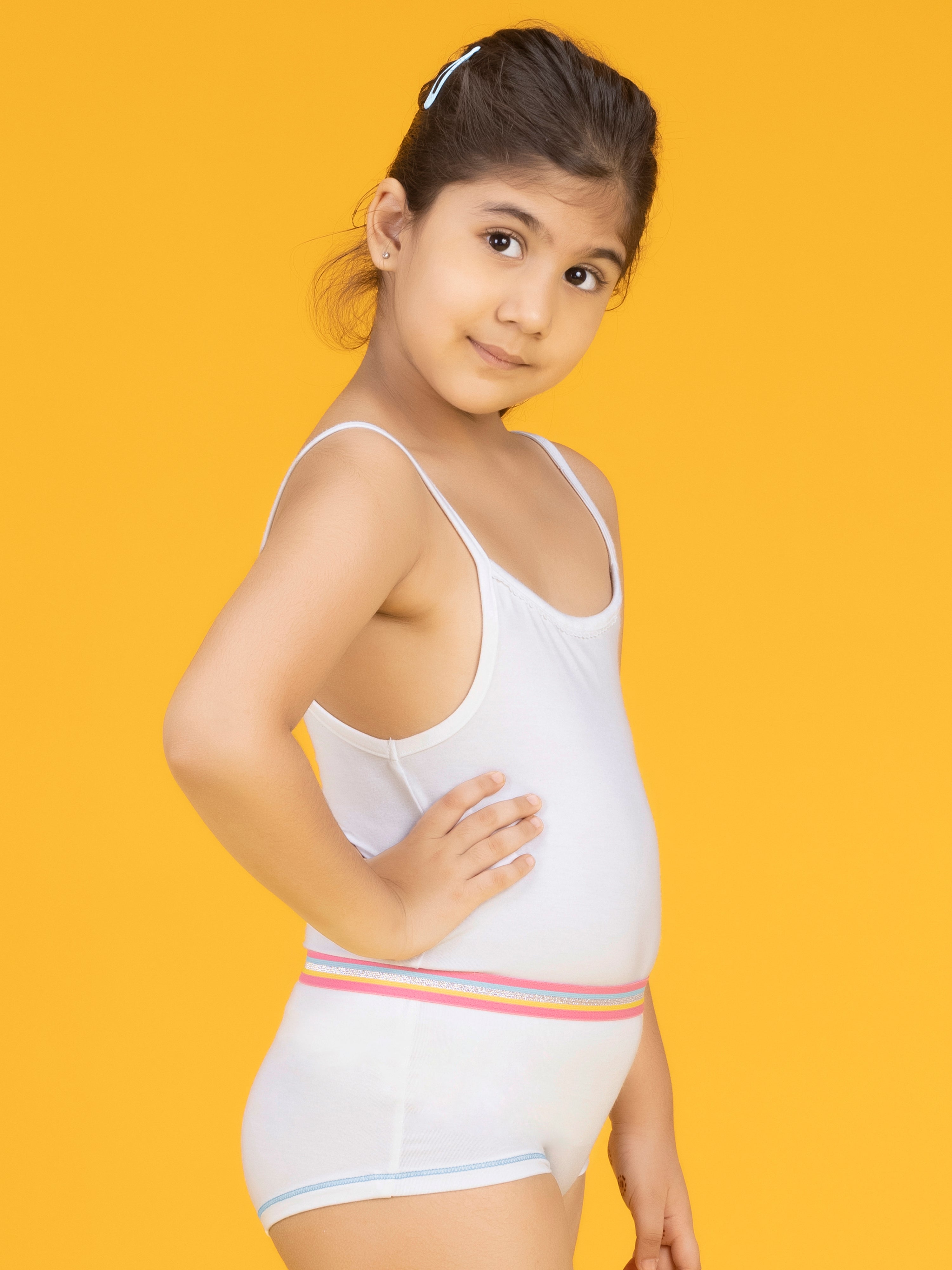 Girls Boyshorts primary tencel modal white - XYLife Kids Wear