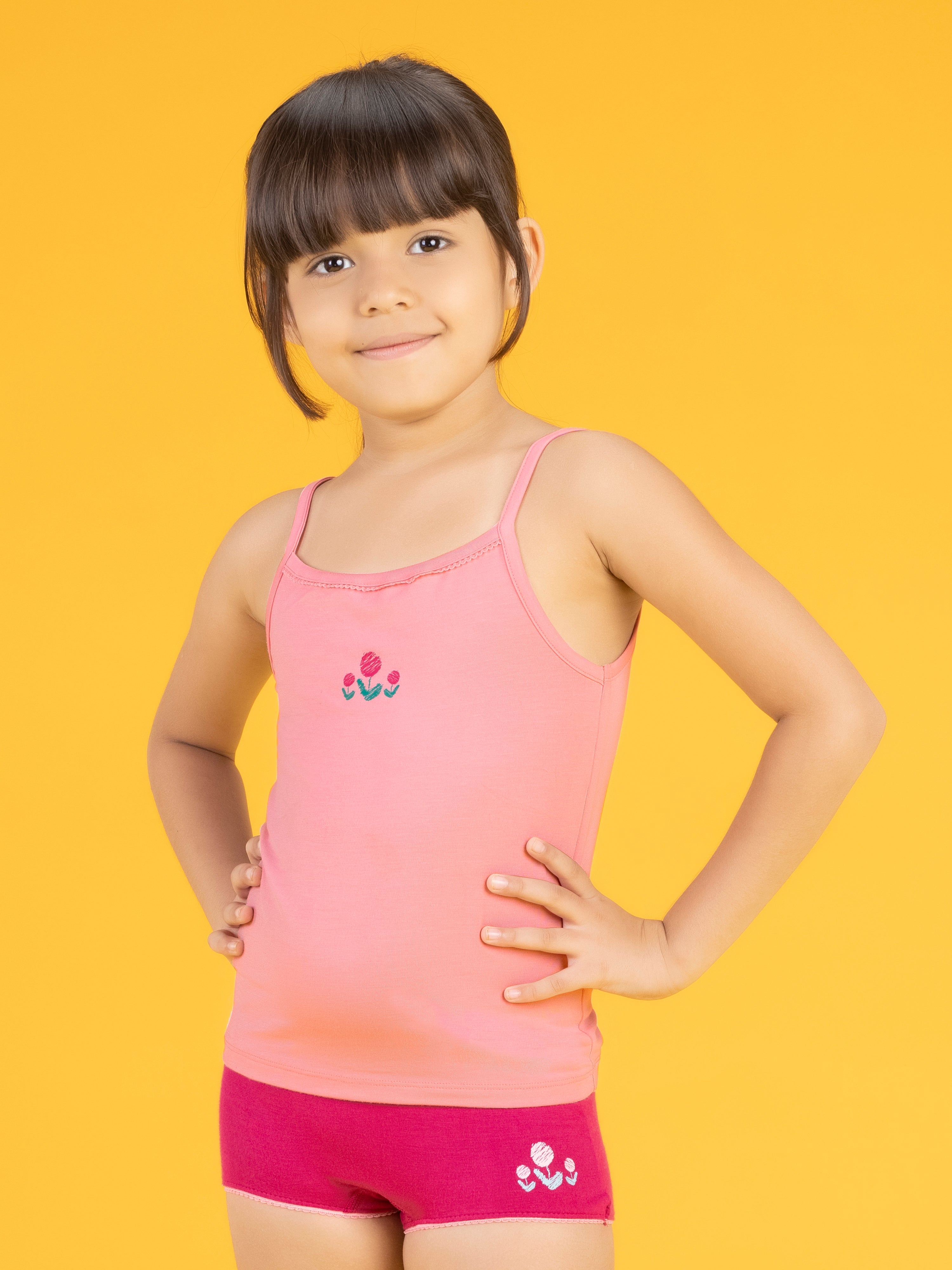 Girls Boyshorts scribbles tencel modal dark pink - XYLife Kids Wear