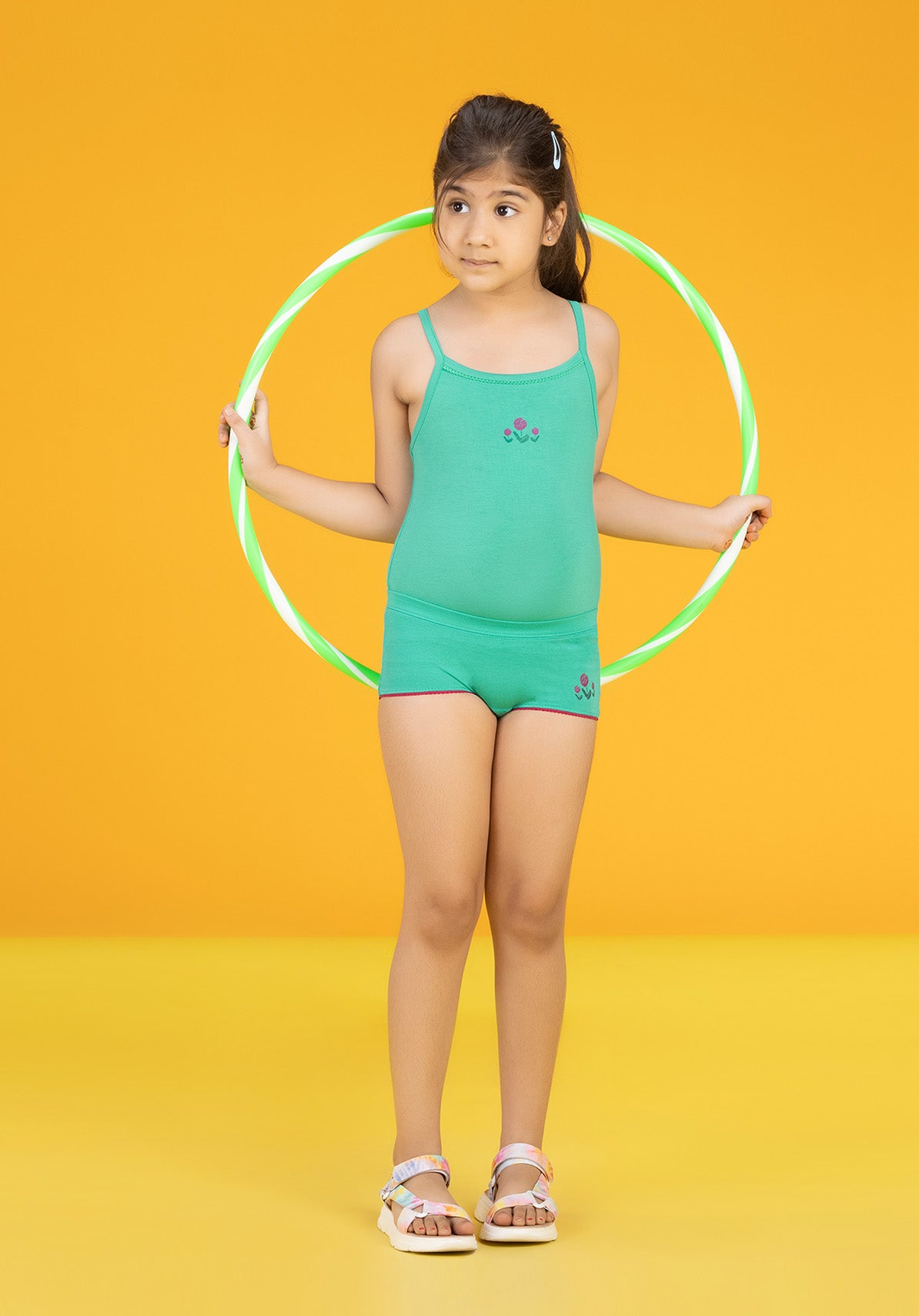 Girls Boyshorts scribbles tencel modal green - XYLife Kids Wear