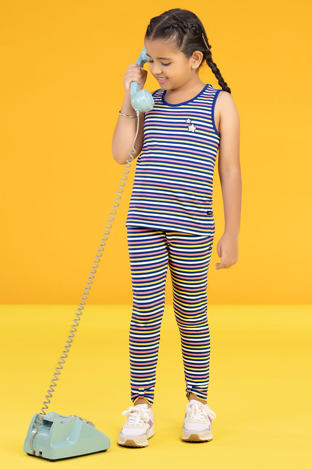 Arcade Girls Leggings Blue Combed Cotton