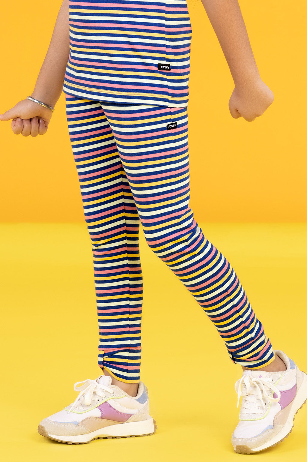 Girls leggings arcade combed cotton blue - XYLife Kids Wear