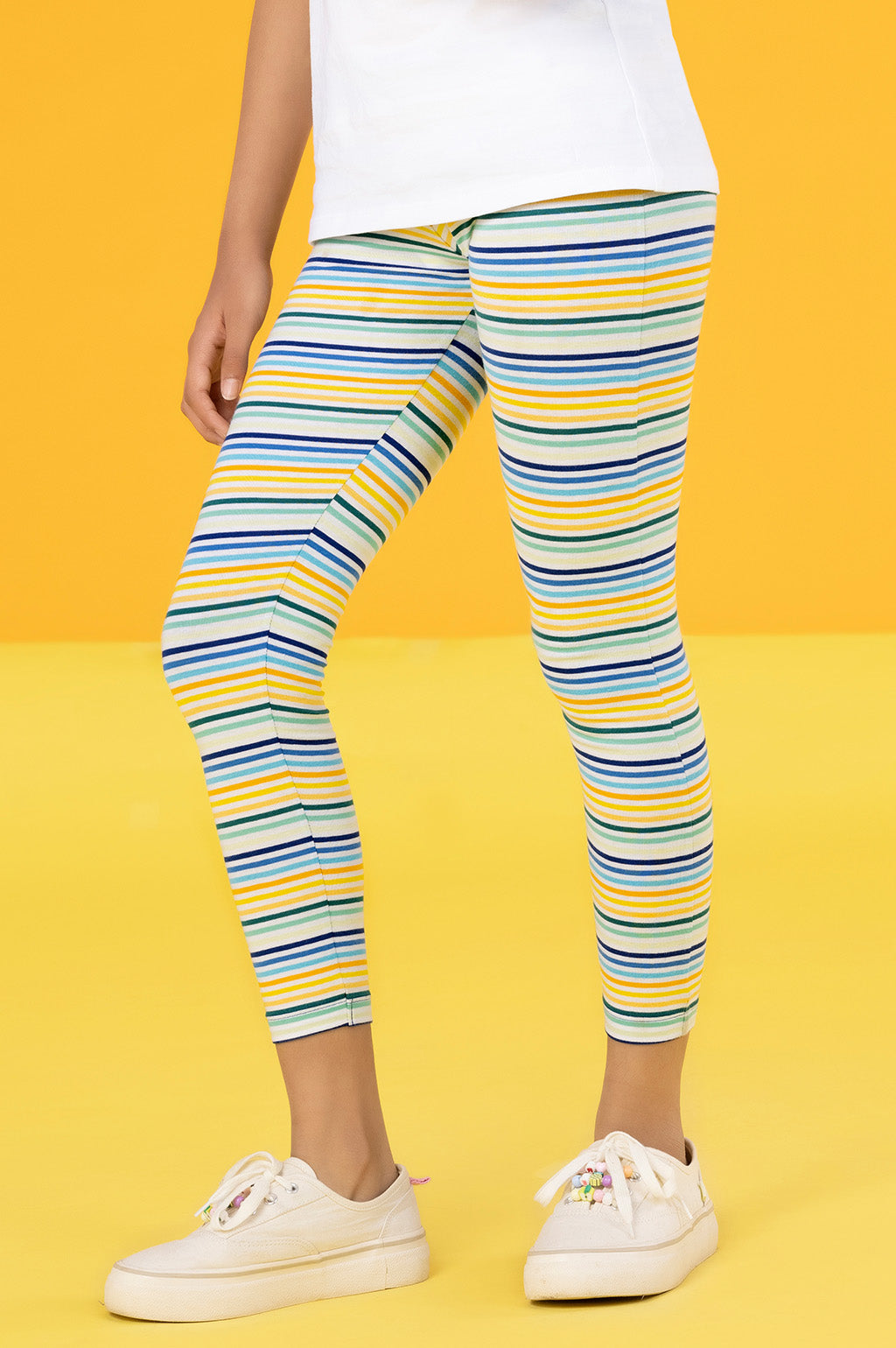Girls leggings arcade combed cotton yellow - XYLife Kids Wear