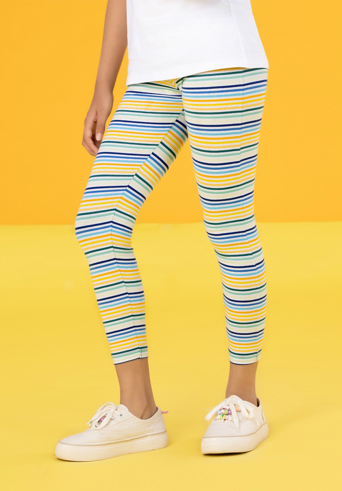 Arcade Girls Co-Ord Set Combed Cotton (White, Yellow)