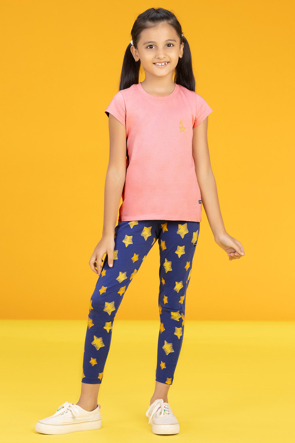Astro Girls Leggings Blue Combed Cotton