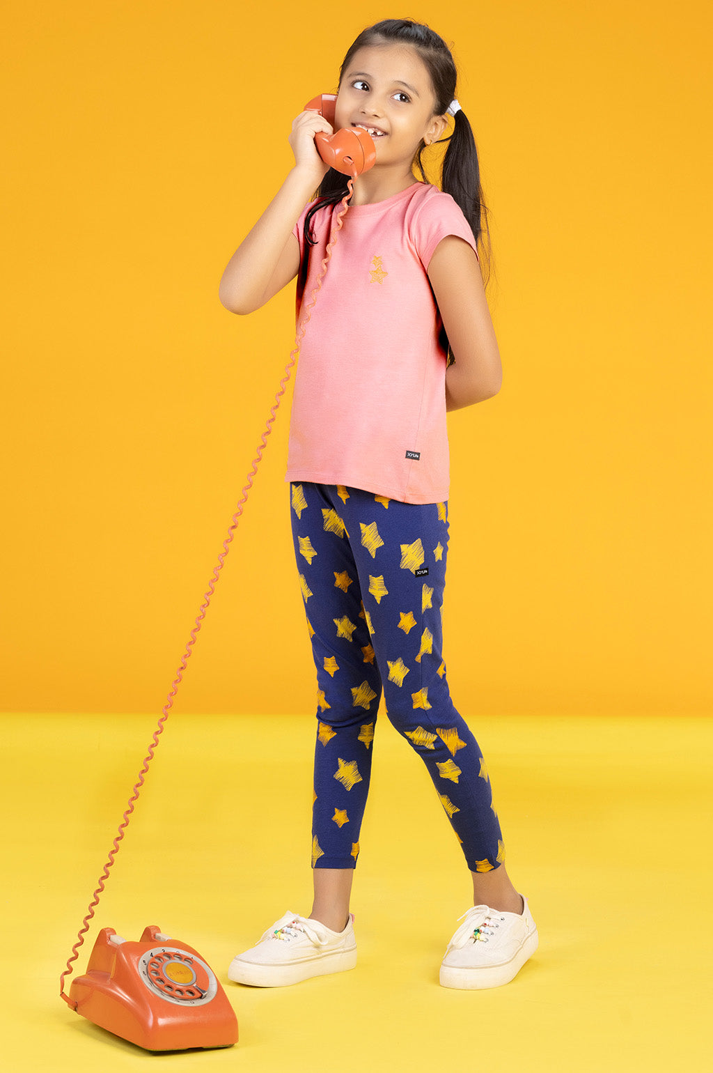 Astro Girls Leggings Blue Combed Cotton