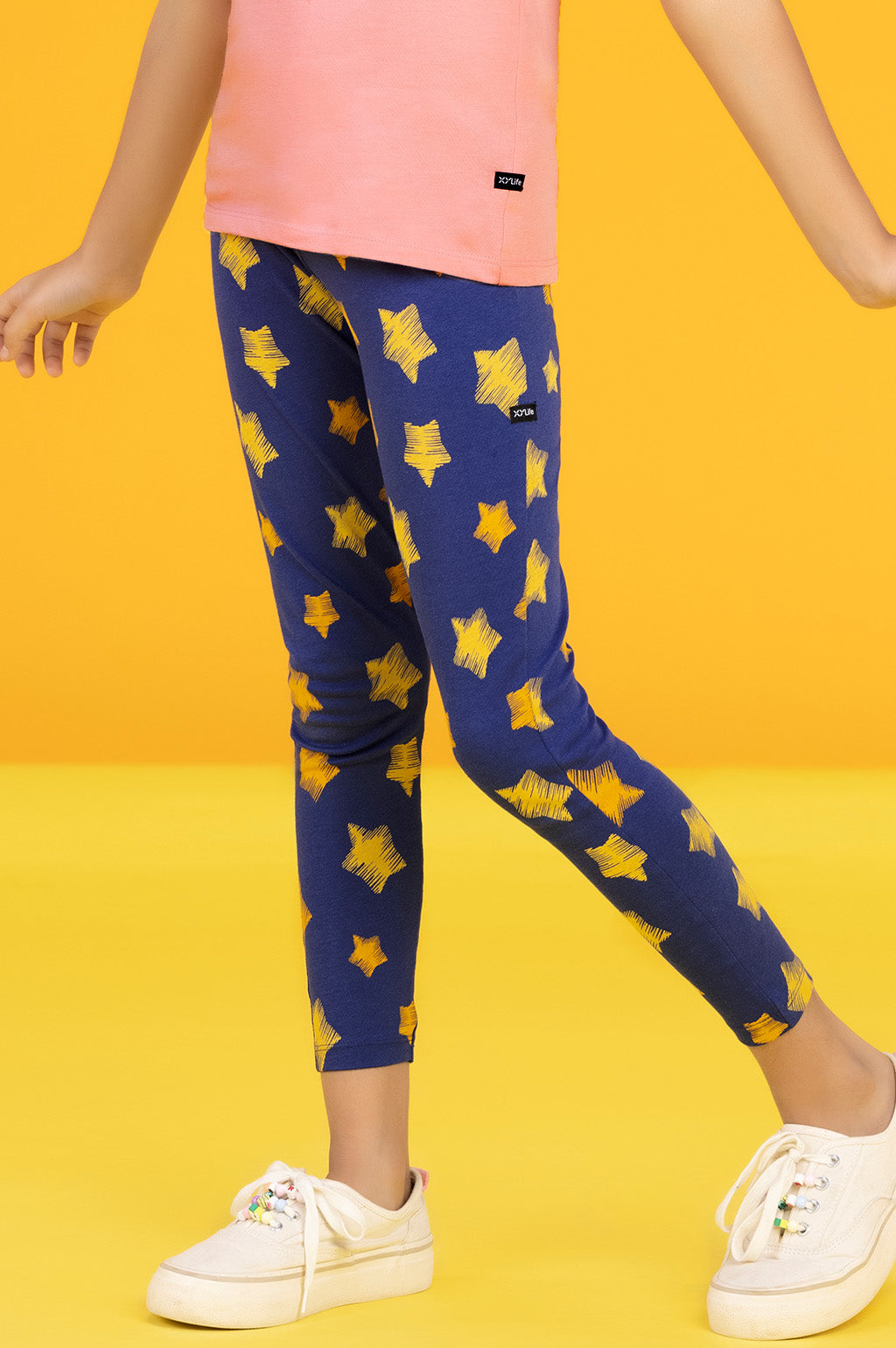 Astro Girls Leggings Blue Combed Cotton