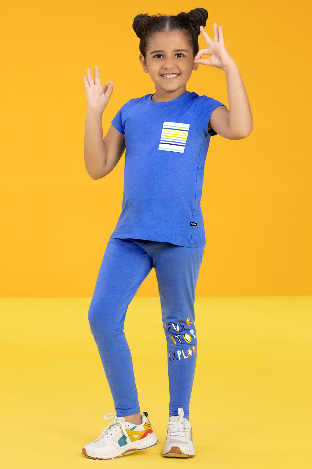 Playmate Girls Leggings Blue Combed Cotton