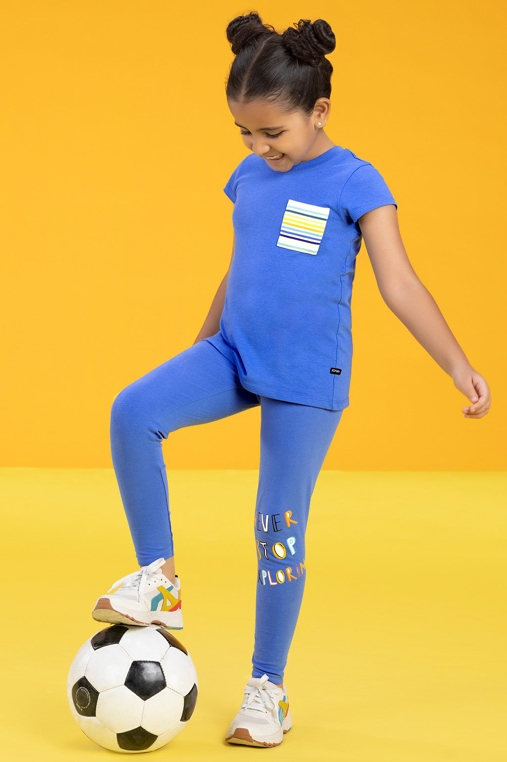Playmate Girls Leggings Blue Combed Cotton
