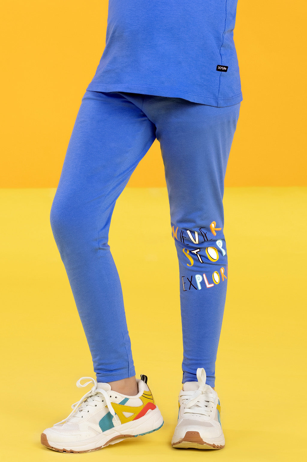 Girls leggings playmate combed cotton blue - XYLife Kids Wear