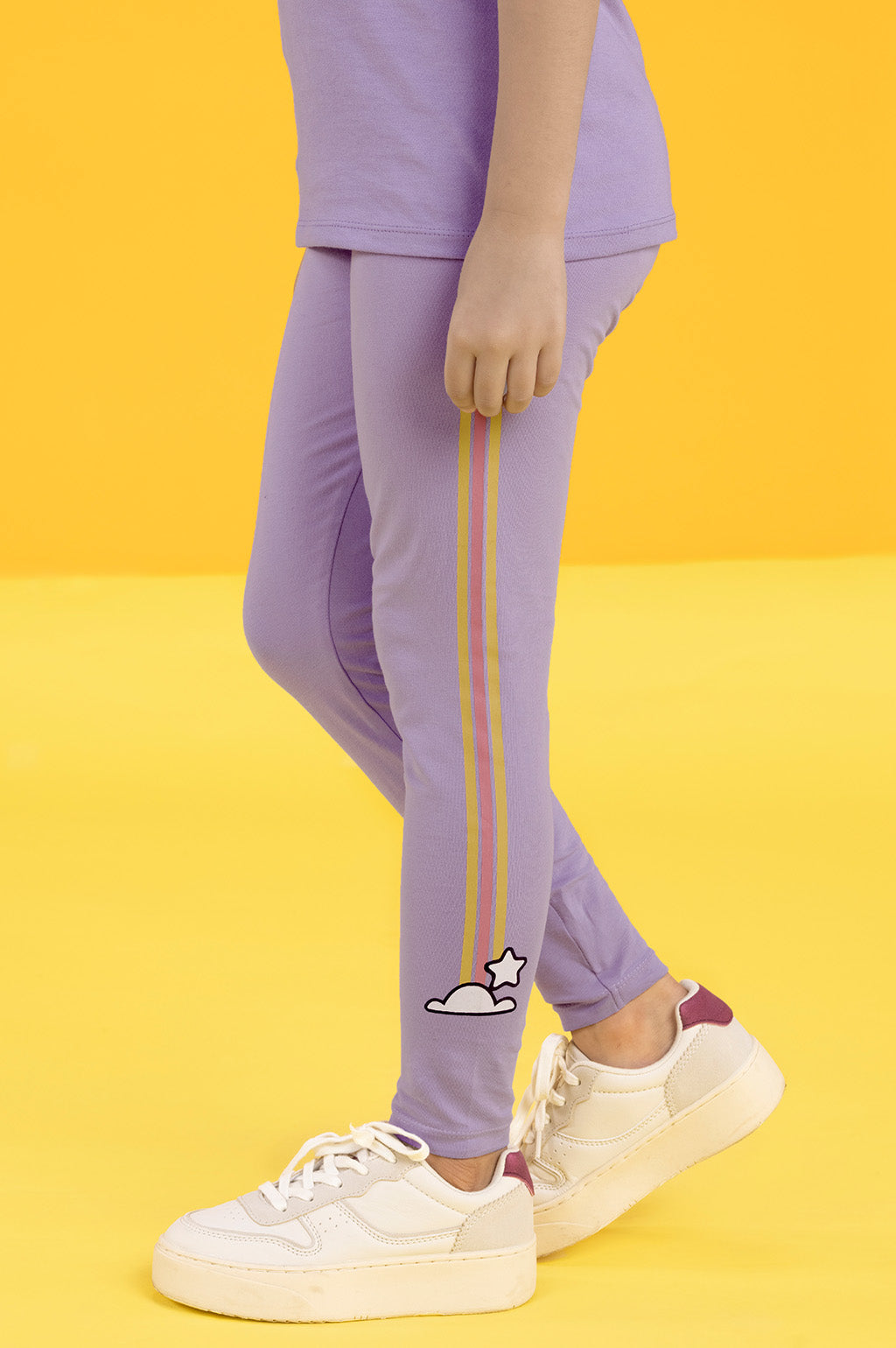 Girls leggings playmate combed cotton lilac - XYLife Kids Wear