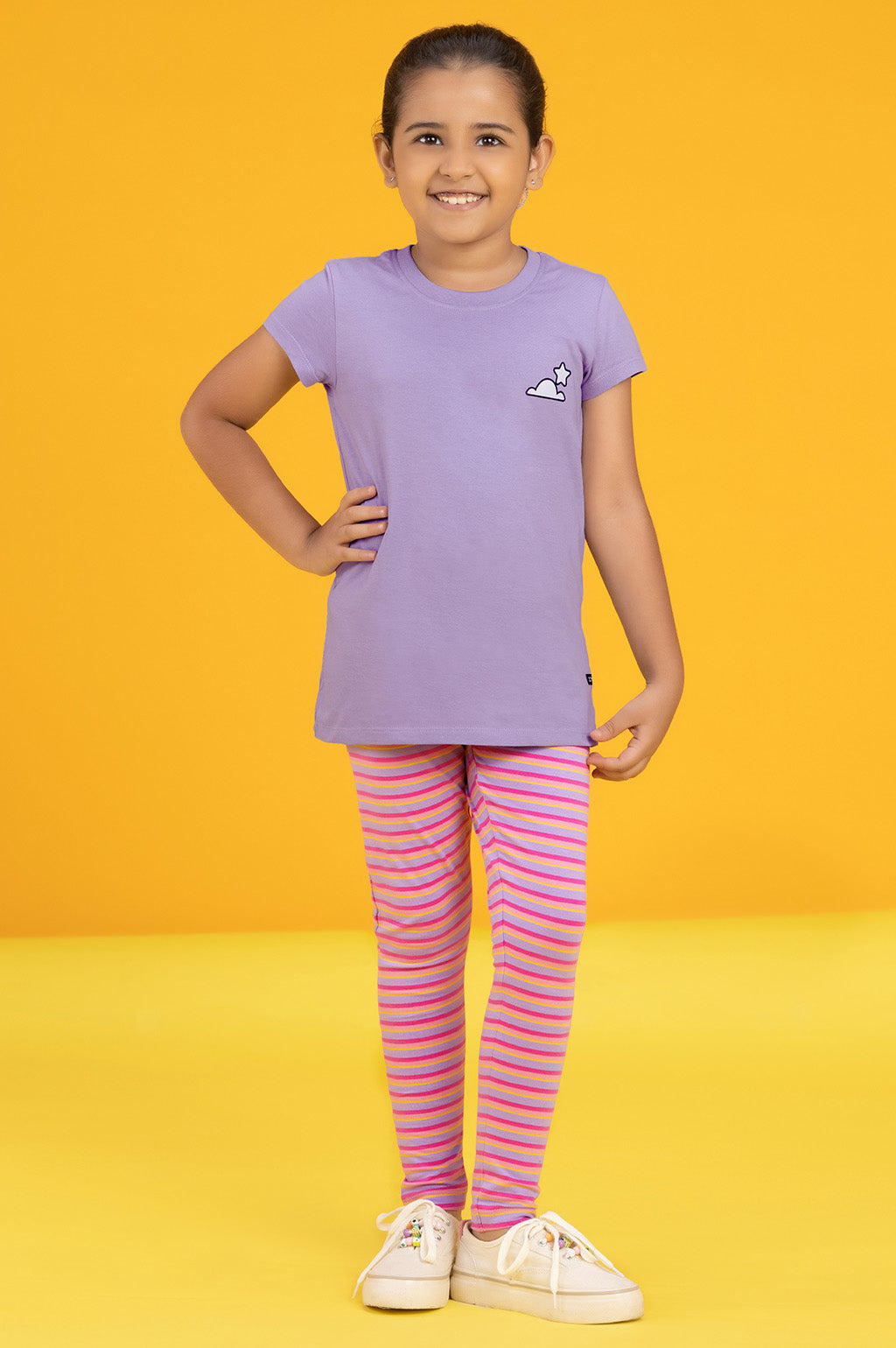 Playmate Girls Leggings Pink Combed Cotton