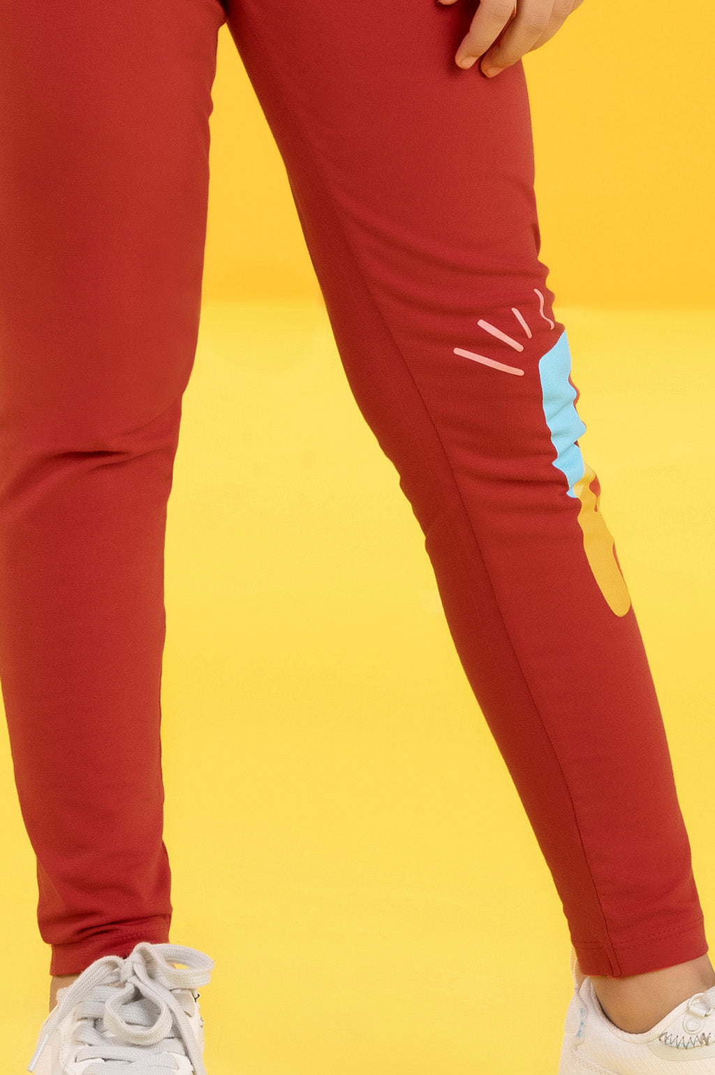 Girls leggings playmate combed cotton red - XYLife Kids Wear