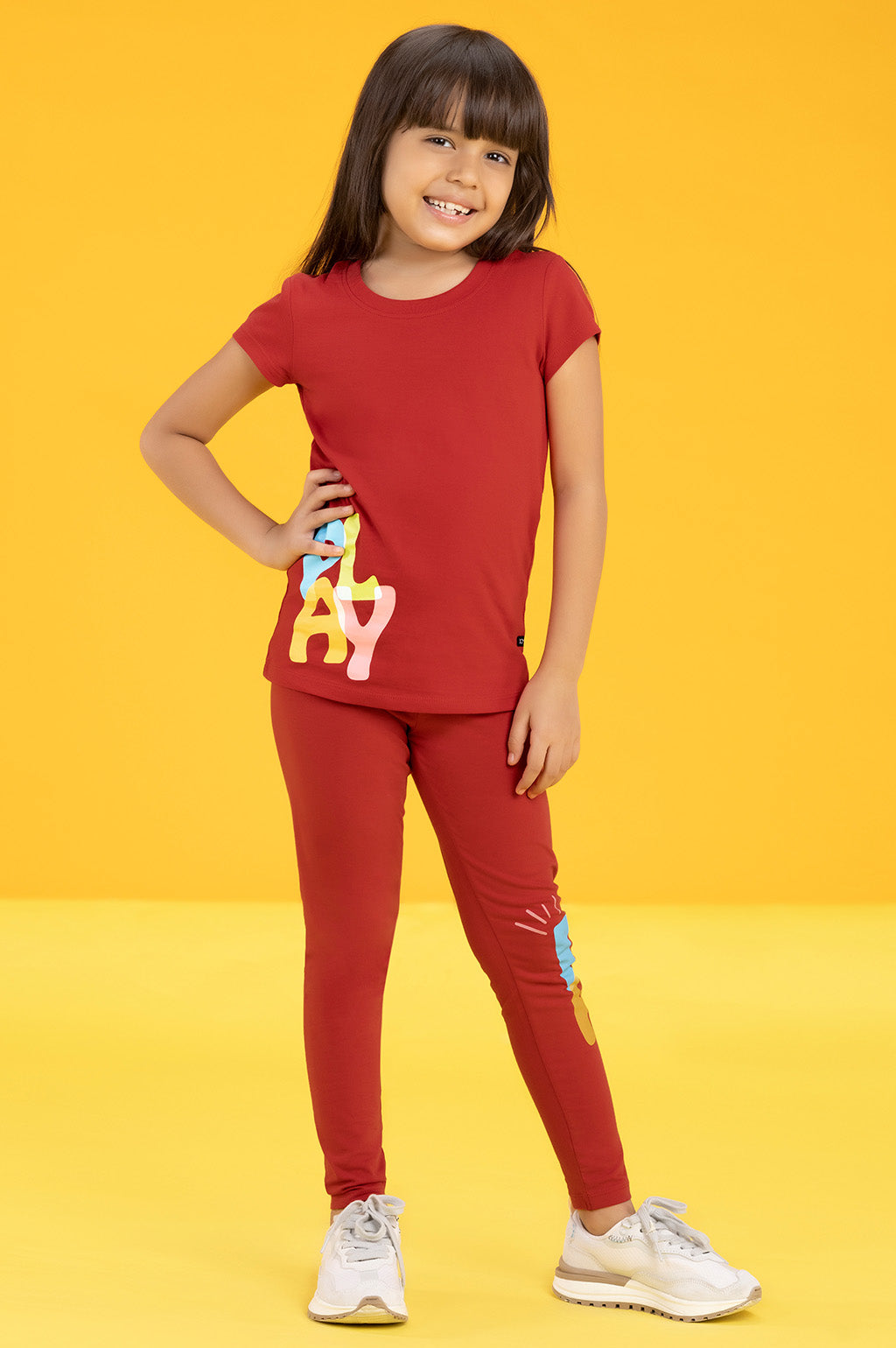 Playmate Girls Leggings Red Combed Cotton