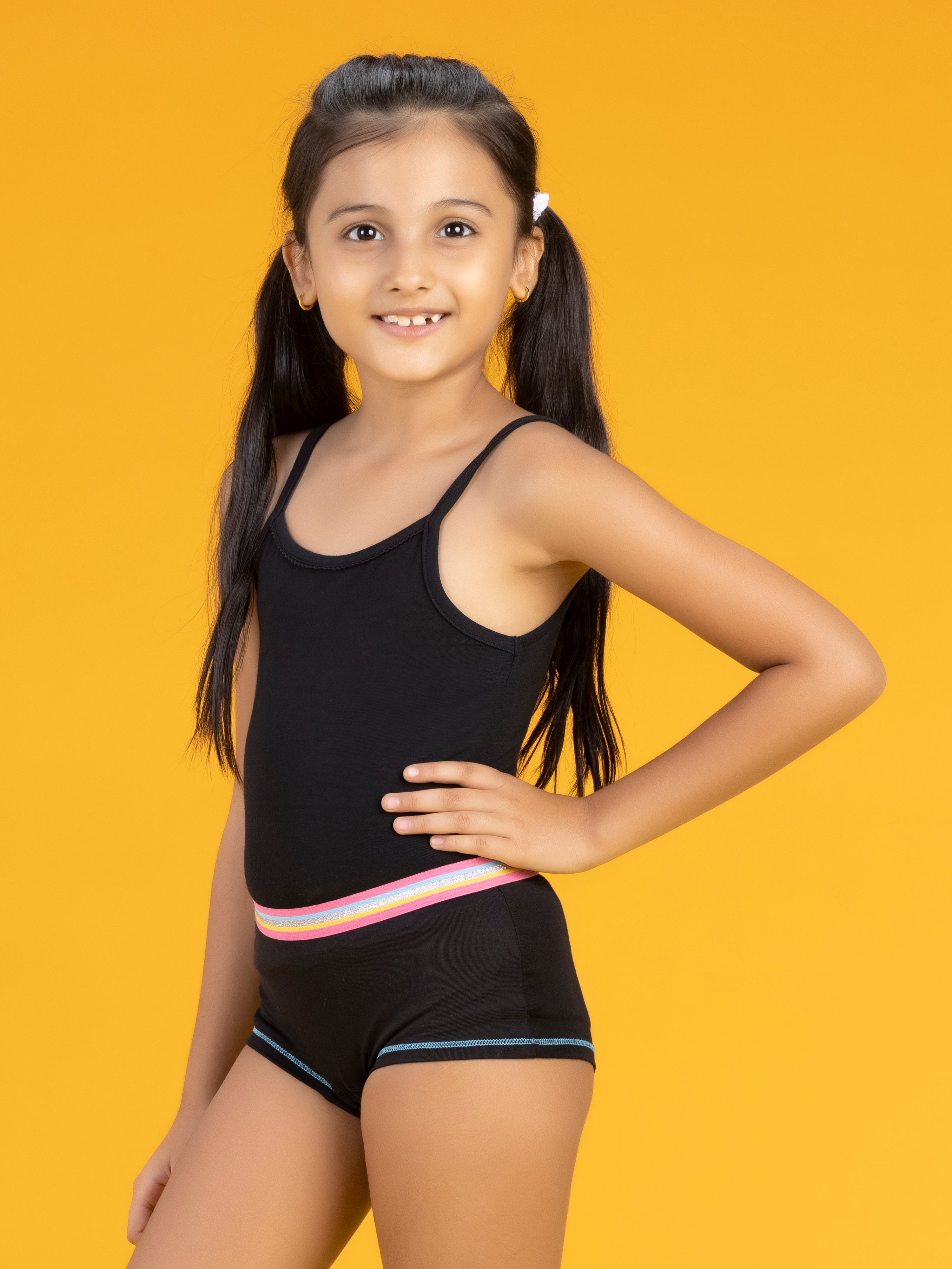 Girls slip primary tencel modal black - XYLife Kids Wear