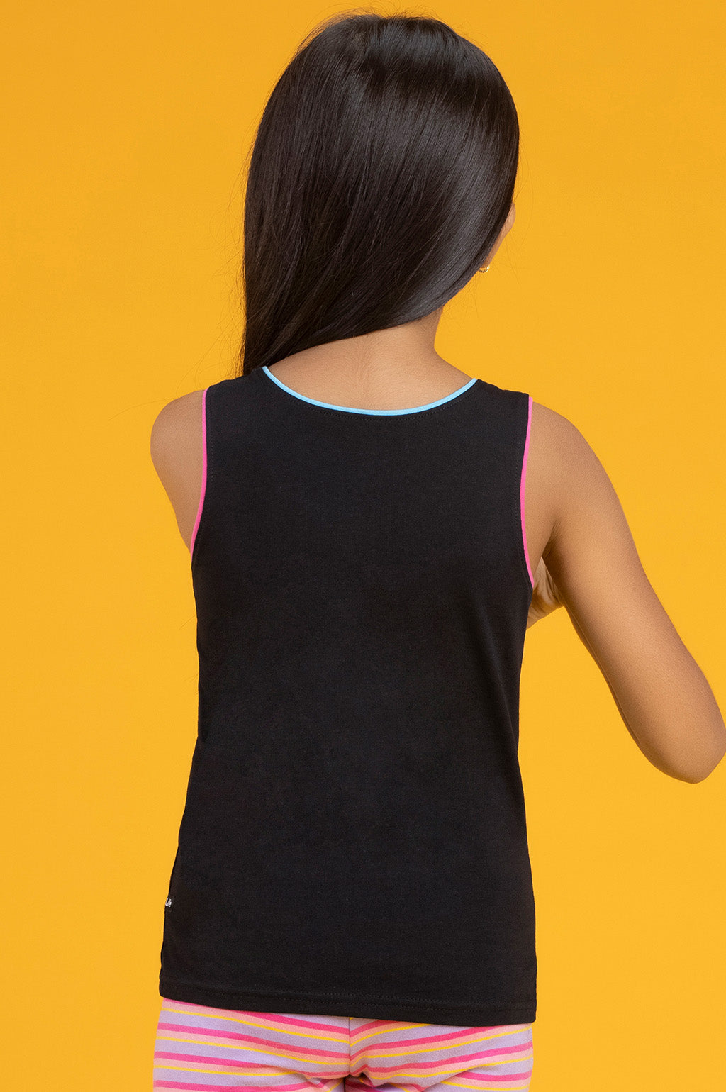 Girls tank top primary combed cotton black - XYLife Kids Wear