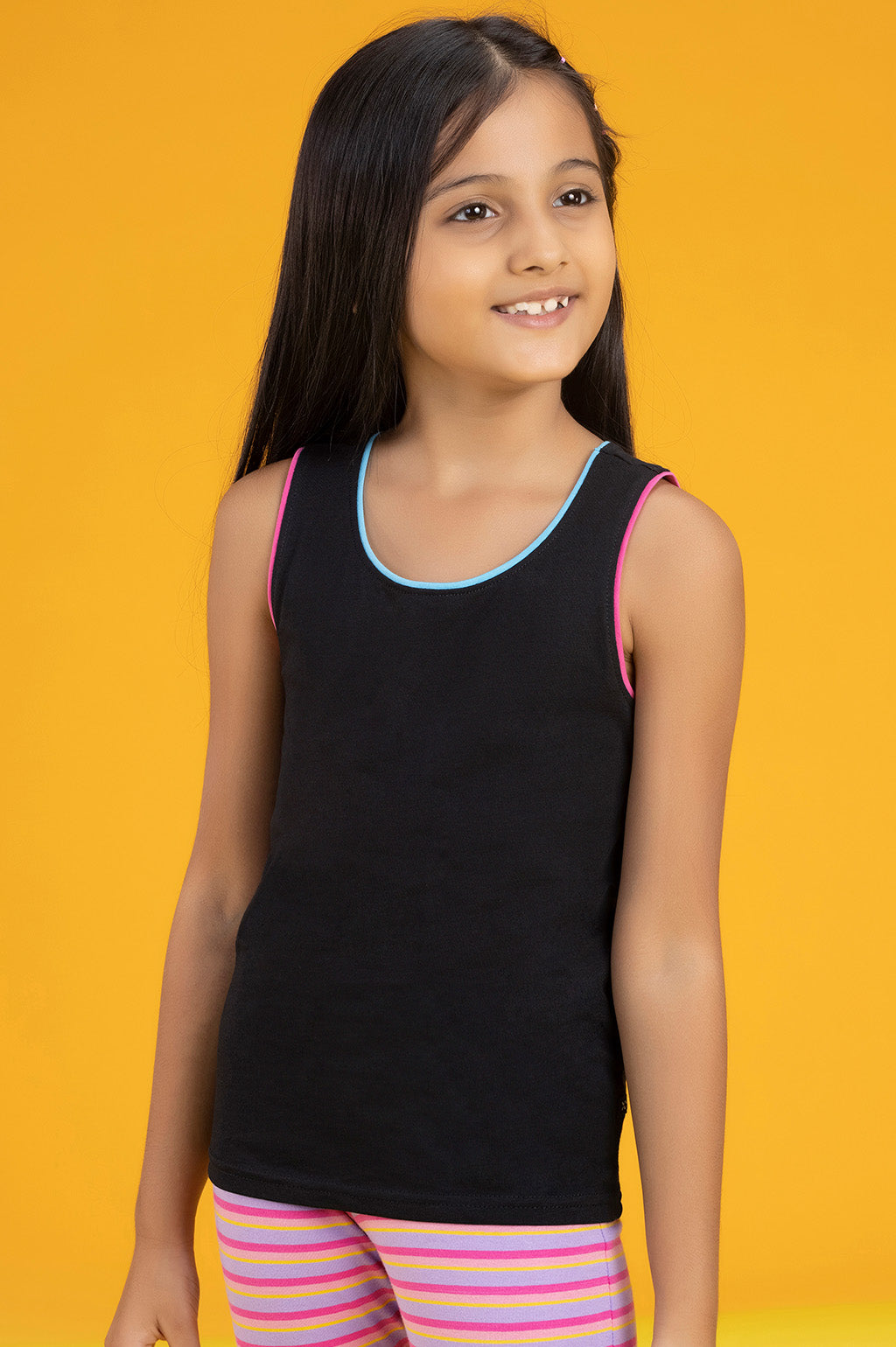 Girls tank top primary combed cotton black - XYLife Kids Wear