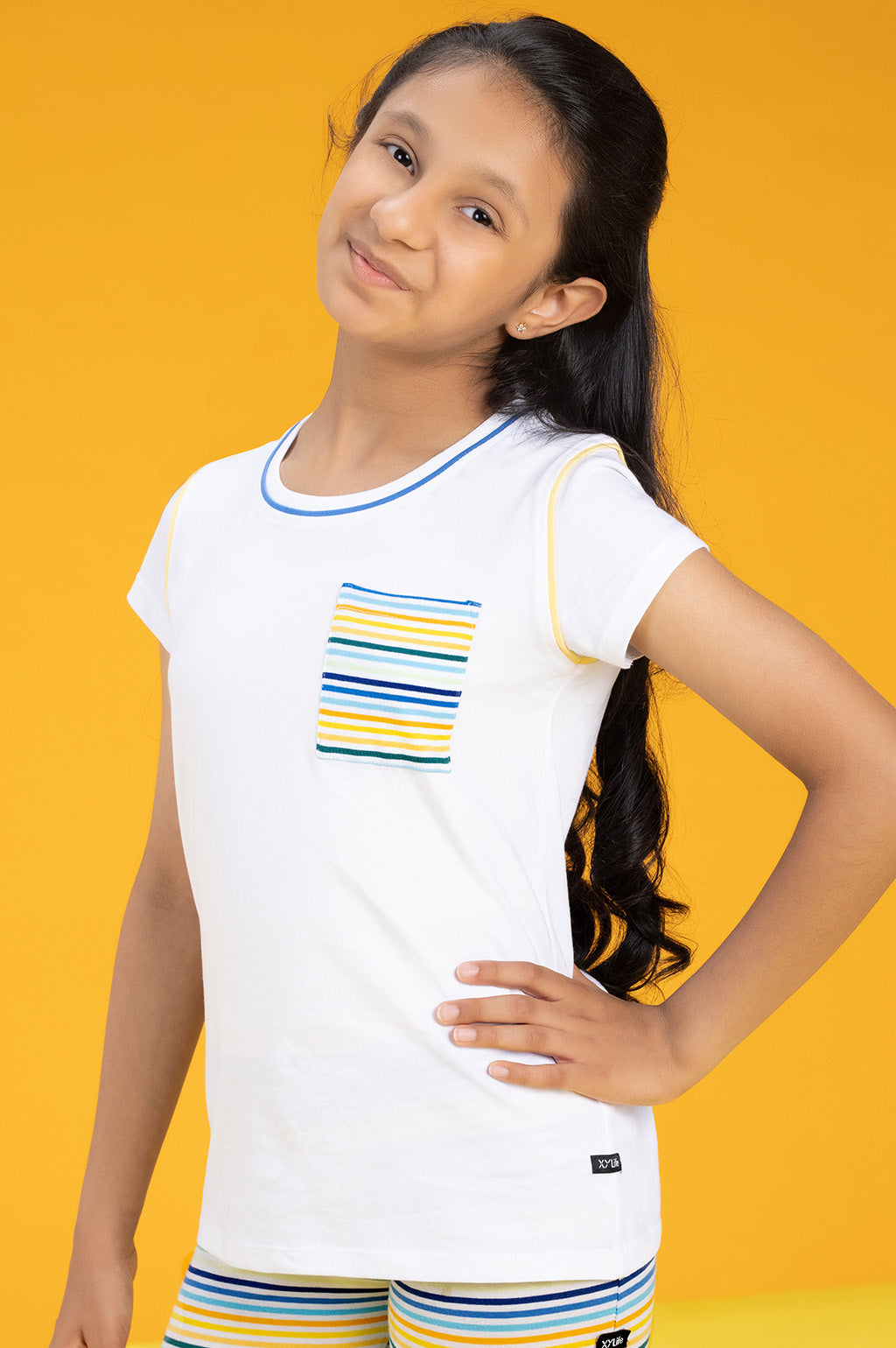 Girls t shirt arcade combed cotton white - XYLife Kids Wear