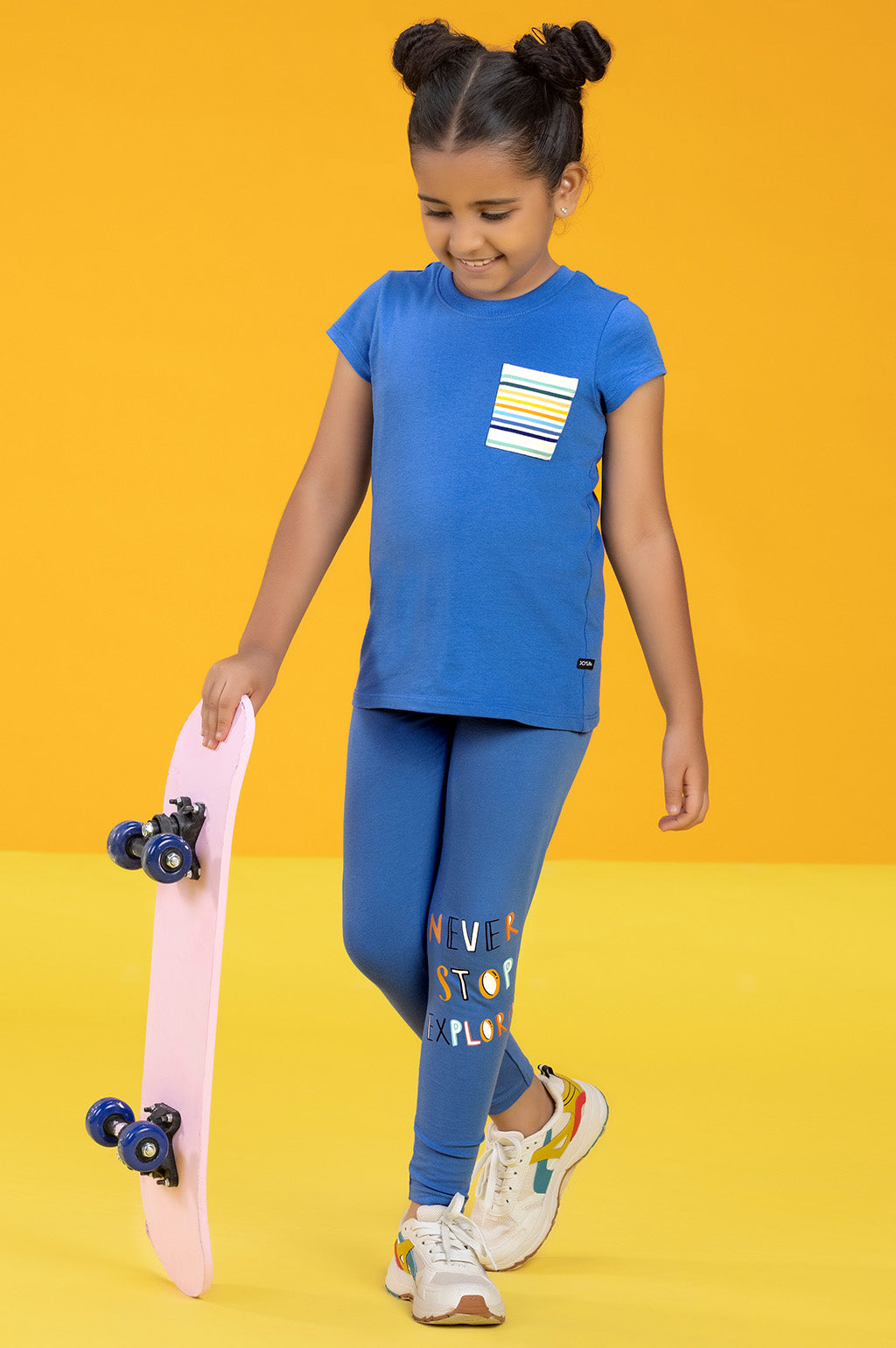 Girls t shirt playmate combed cotton blue - XYLife Kids Wear