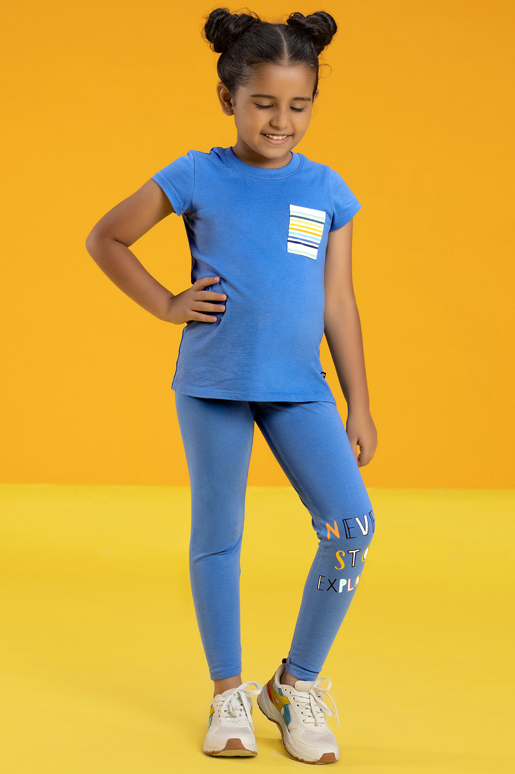 Girls t shirt playmate combed cotton blue - XYLife Kids Wear