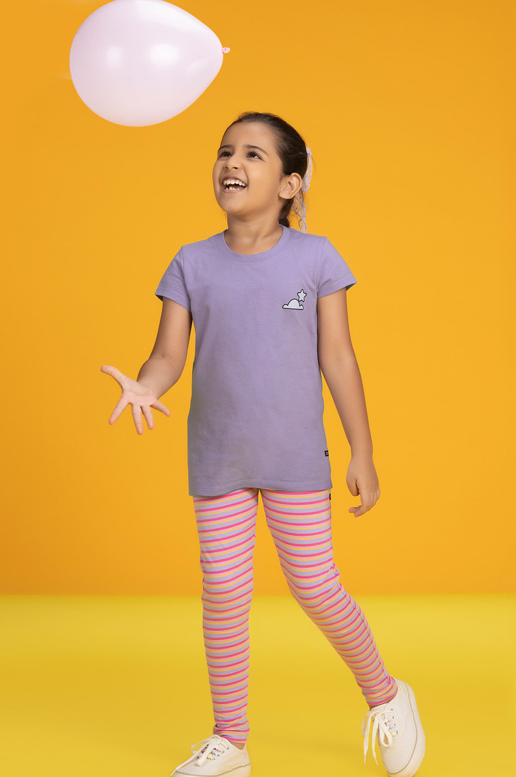 Girls t shirt playmate combed cotton lilac - XYLife Kids Wear