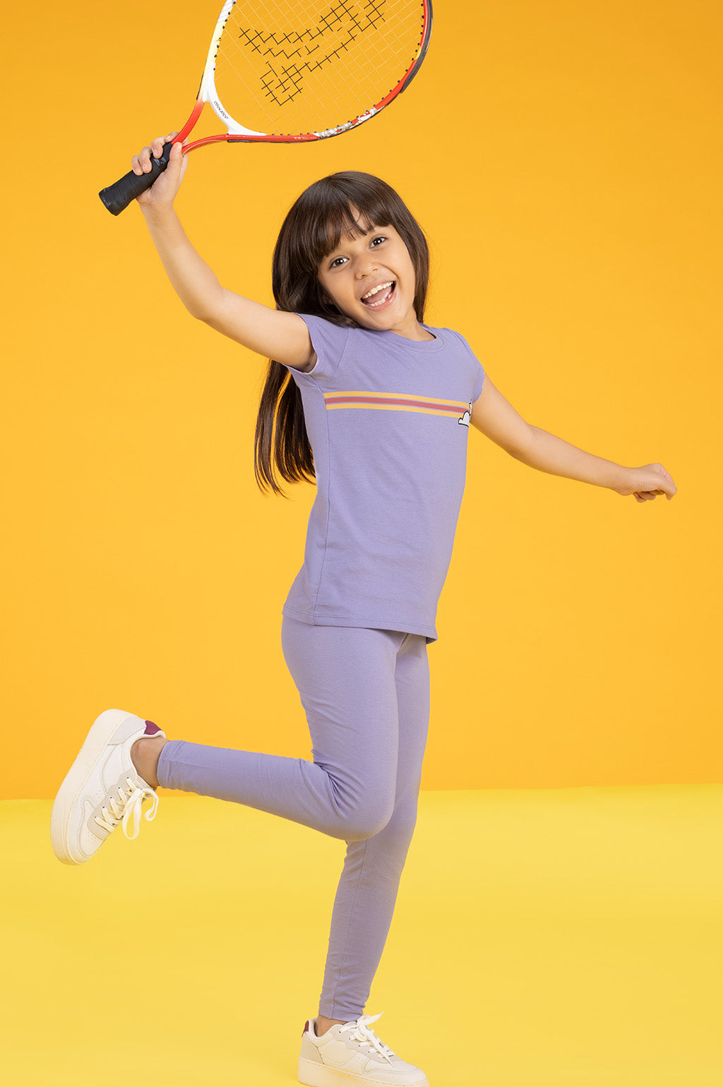 Girls t shirt playmate combed cotton striped lilac - XYLife Kids Wear