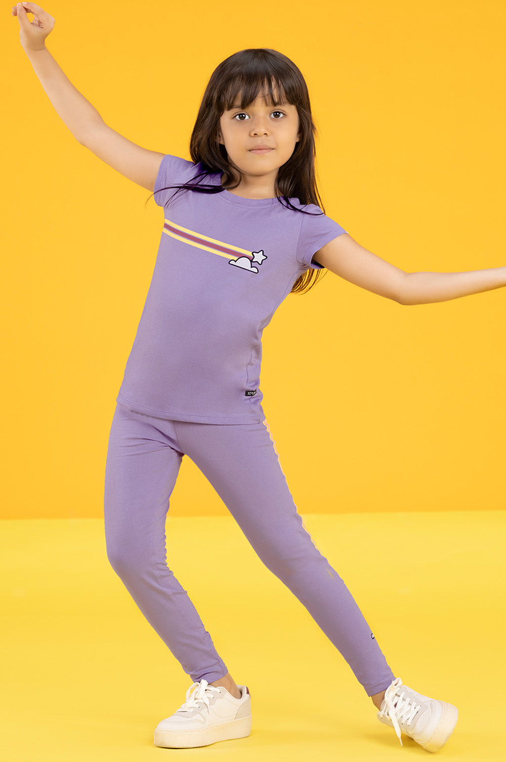 Girls t shirt playmate combed cotton striped lilac - XYLife Kids Wear