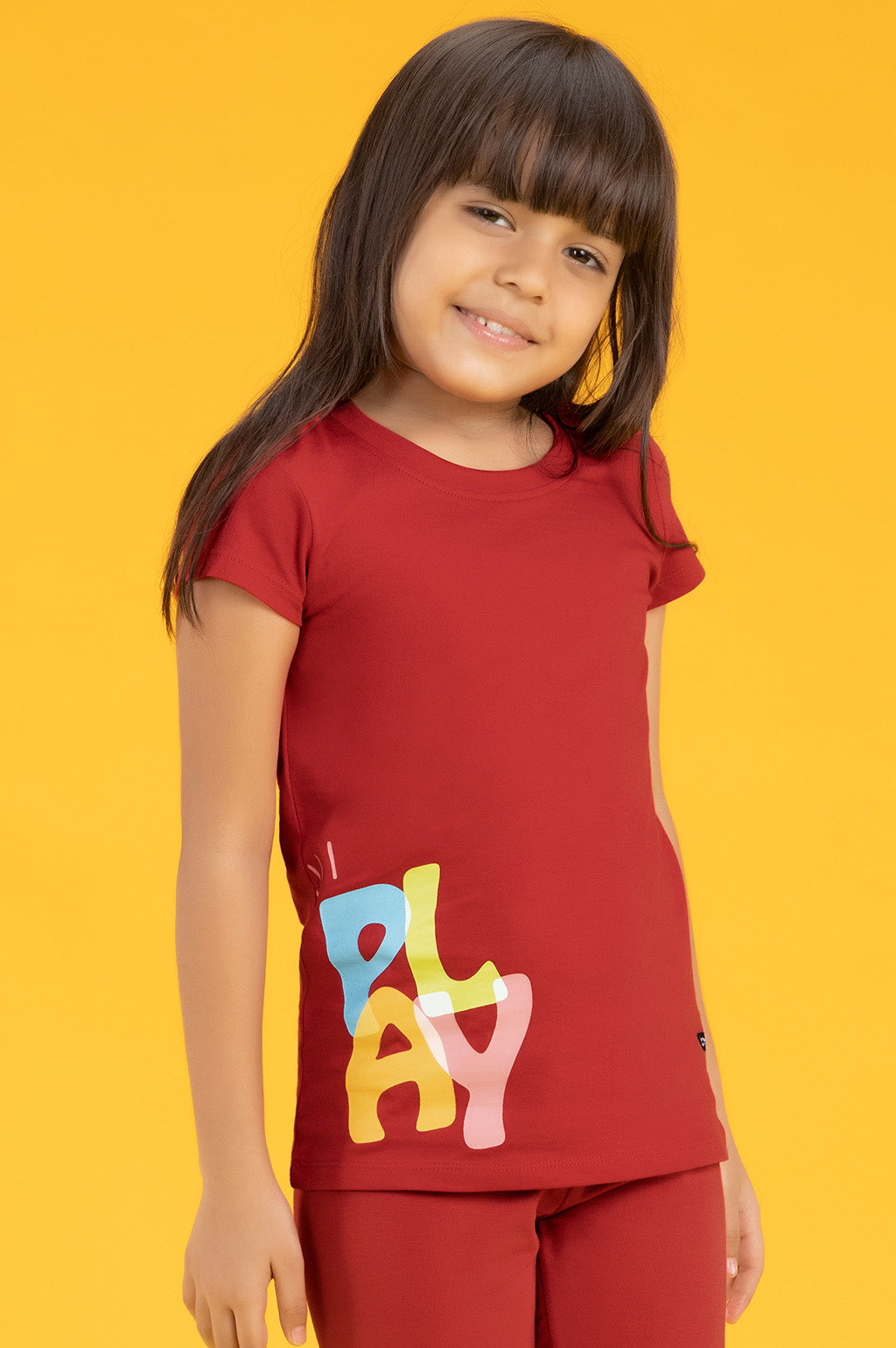 Girls t shirt playmate combed cotton red - XYLife Kids Wear