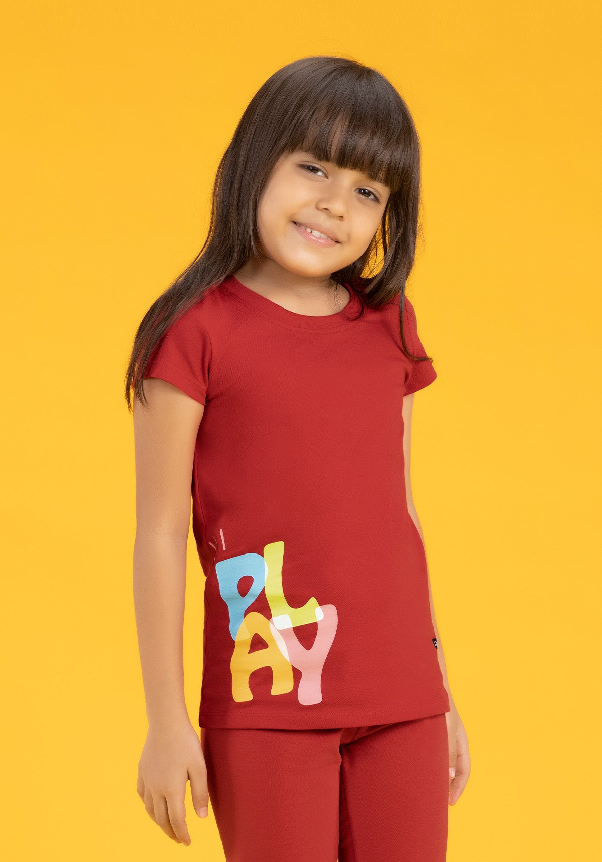 Playmate Girls Co-Ord Set Combed Cotton Red