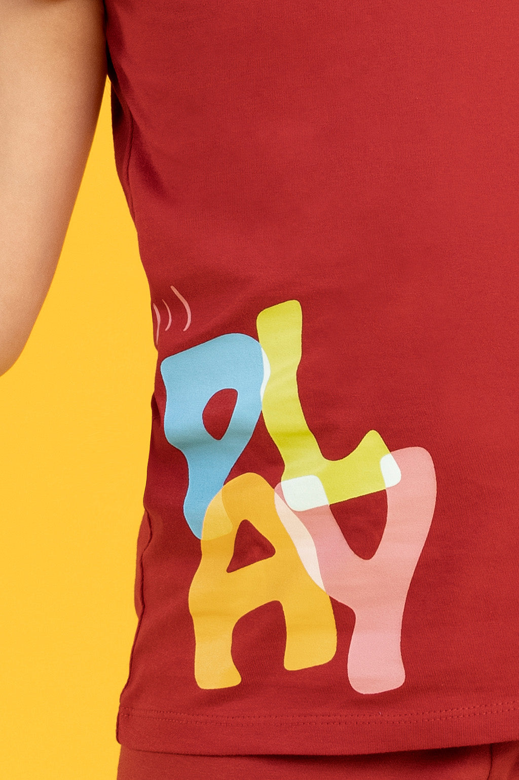 Girls t shirt playmate combed cotton red - XYLife Kids Wear