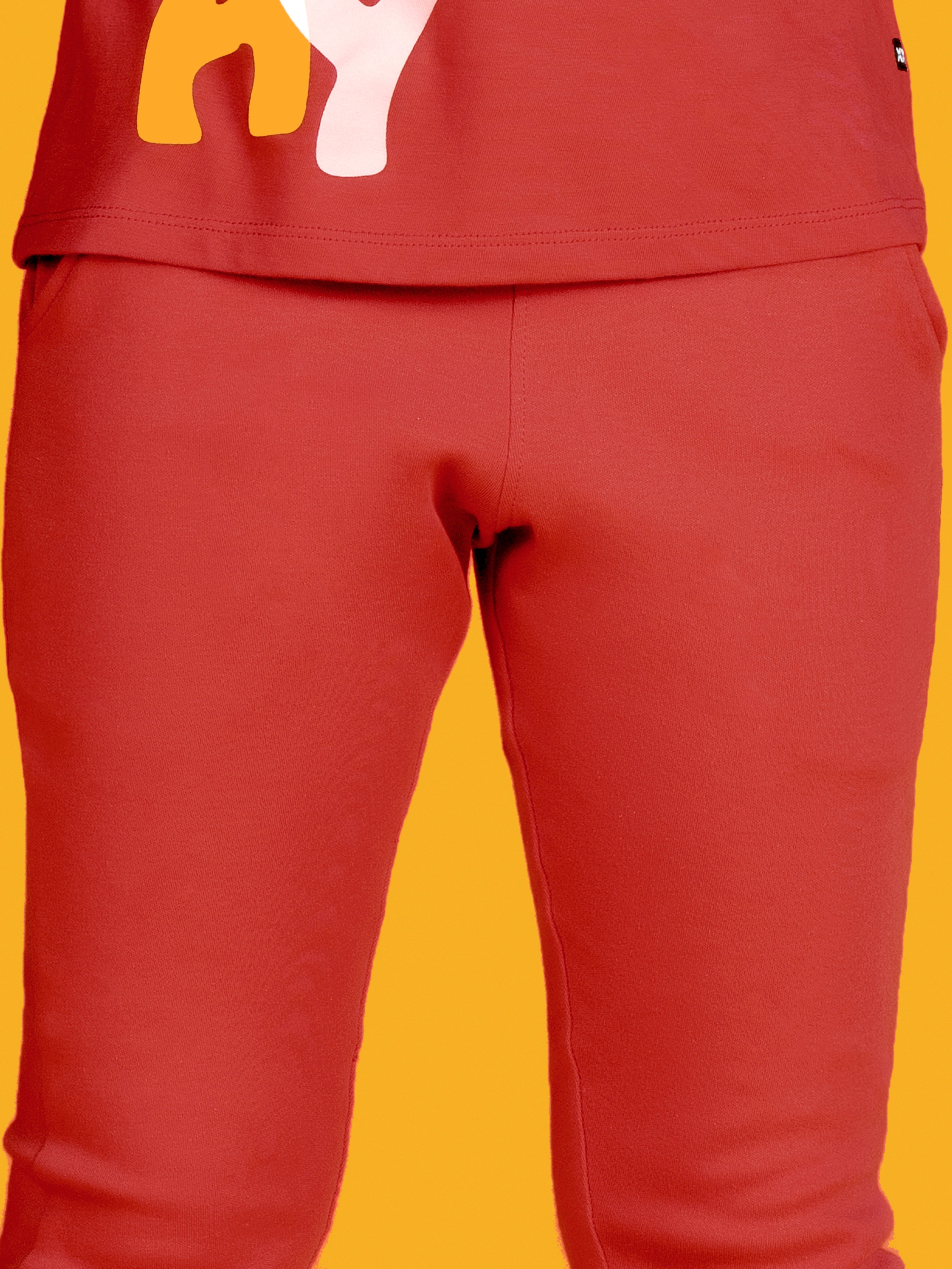 Playmate Boys Joggers Red Combed Cotton