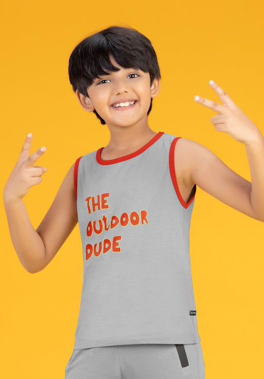 Playmate Boys Outer Vest Grey Combed Cotton