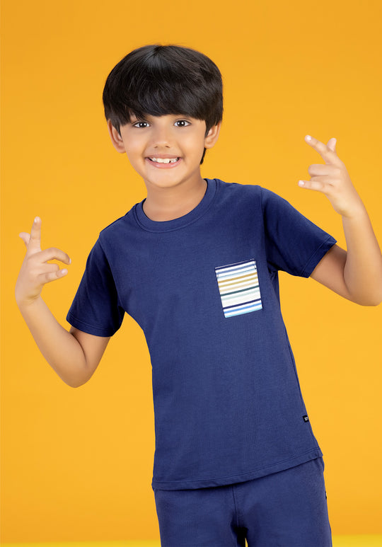 Playmate Boys T-shirt Blue Combed Cotton