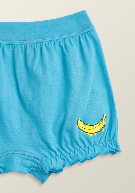 Scribbles Girls Bloomers Blue Combed Cotton - Banana
