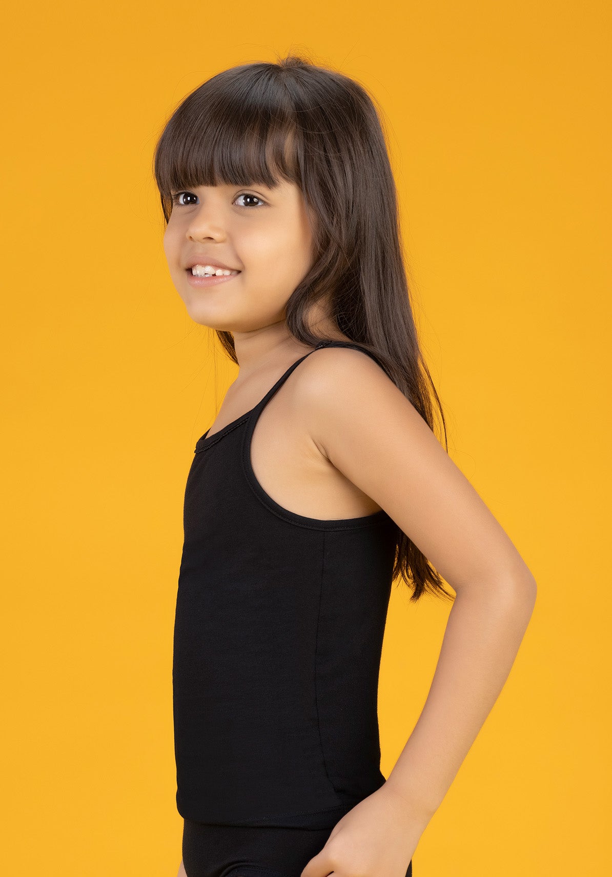 Girls spaghetti primary tencel modal black - XYLife Kids Wear