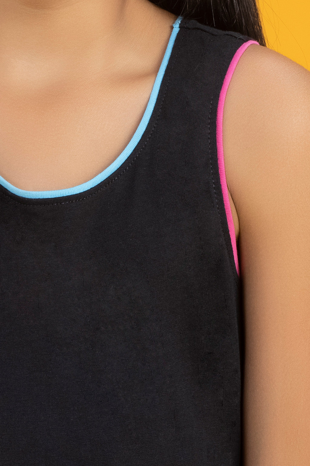 Girls tank top primary combed cotton black - XYLife Kids Wear