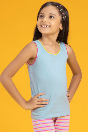 Girls tank top primary combed cotton blue - XYLife Kids Wear