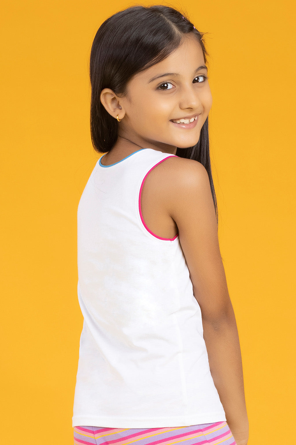 Girls tank top primary combed cotton white - XYLife Kids Wear