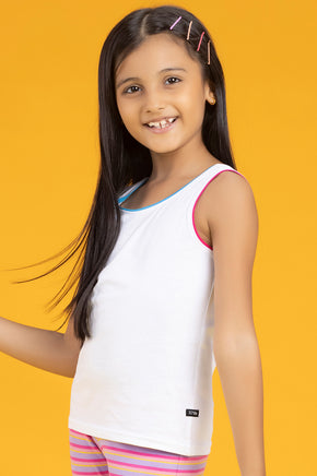 Girls tank top primary combed cotton white - XYLife Kids Wear