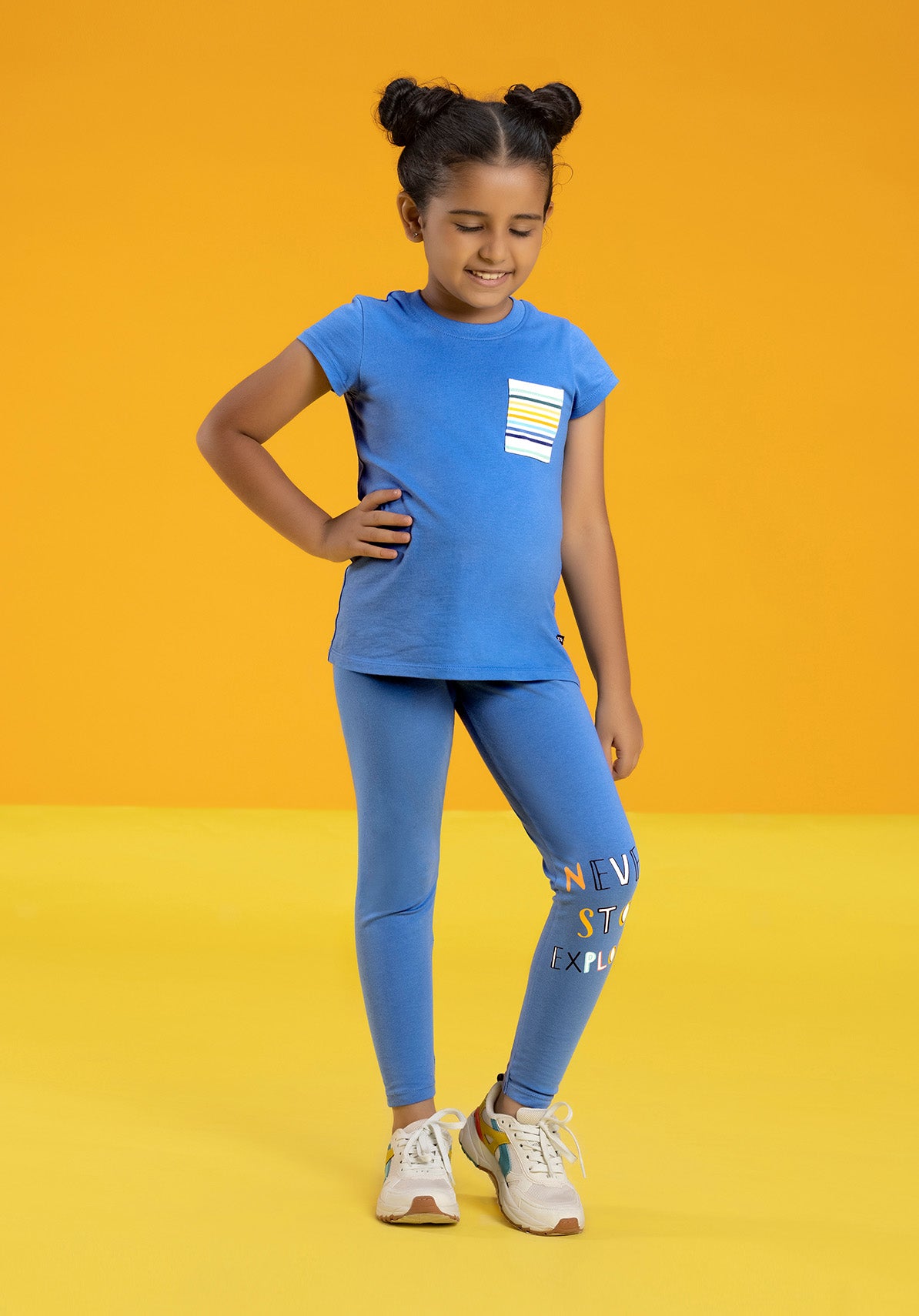 Playmate Girls Co-Ord Set Combed Cotton Blue